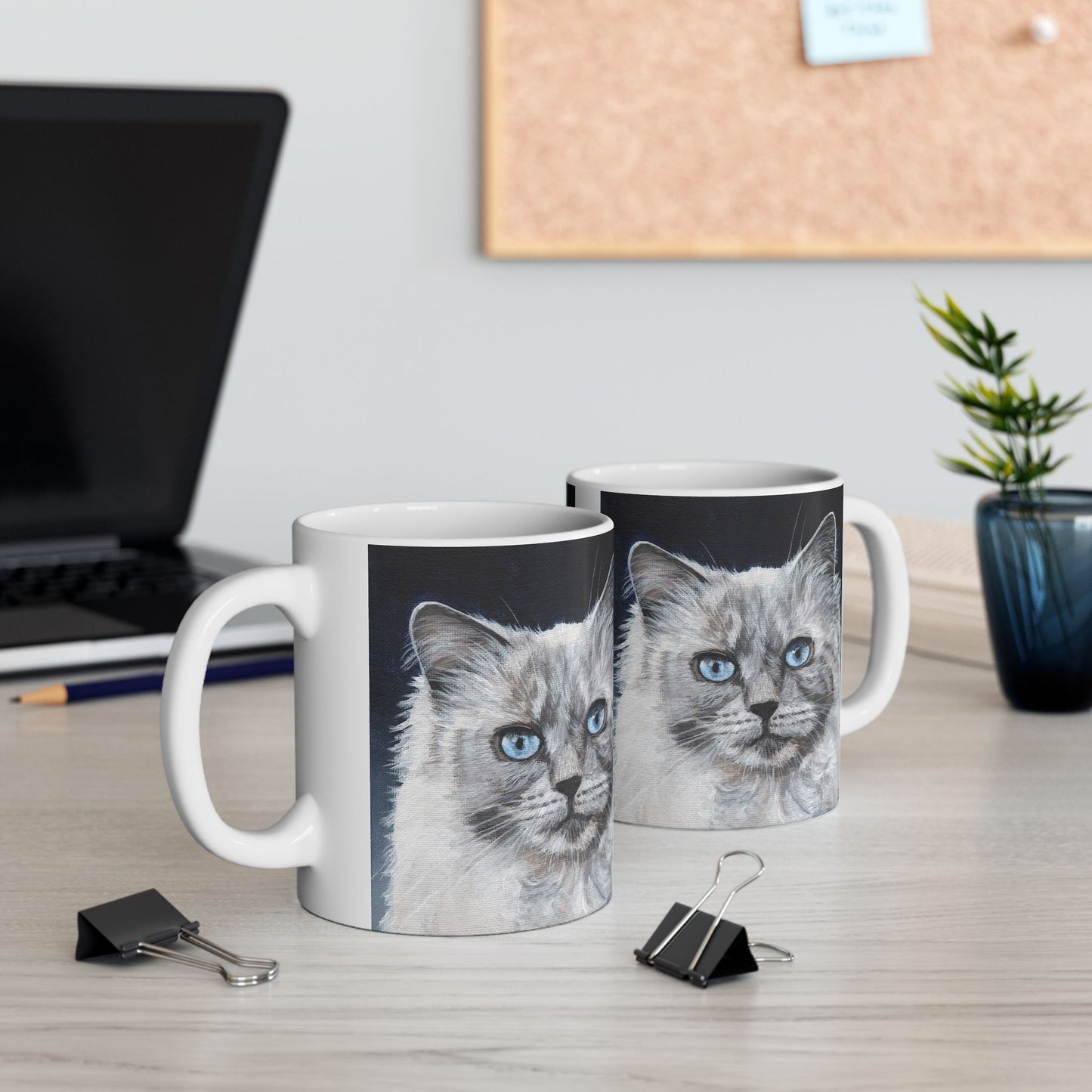 Ragdoll Cat Ceramic Mug — Blue-Eyed Cat Portrait Coffee Cup (11oz & 15oz)