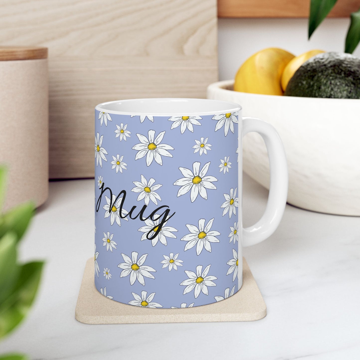 Daisy Pattern Ceramic Mug – Personalized Floral Coffee Cup (11oz & 15oz)