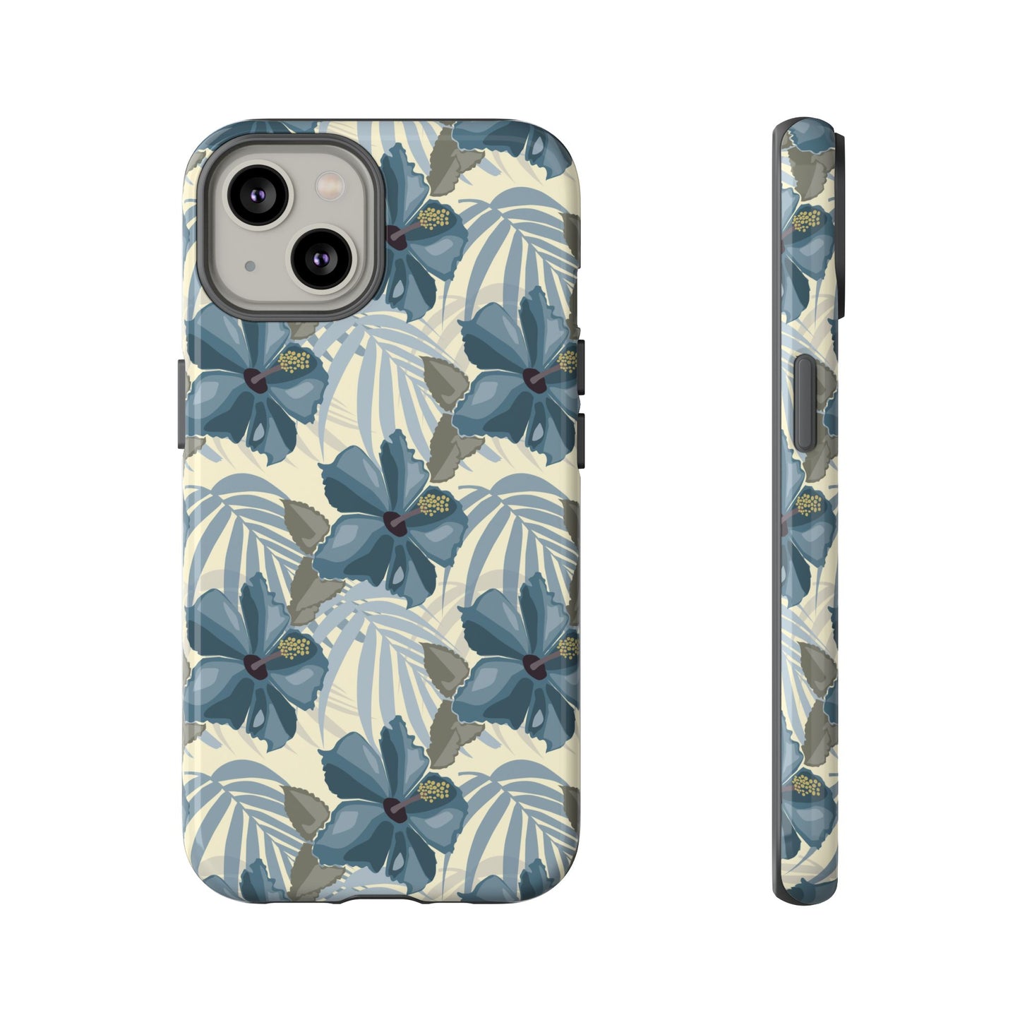 Blue Hibiscus in Earth Tones Tough Phone Cases