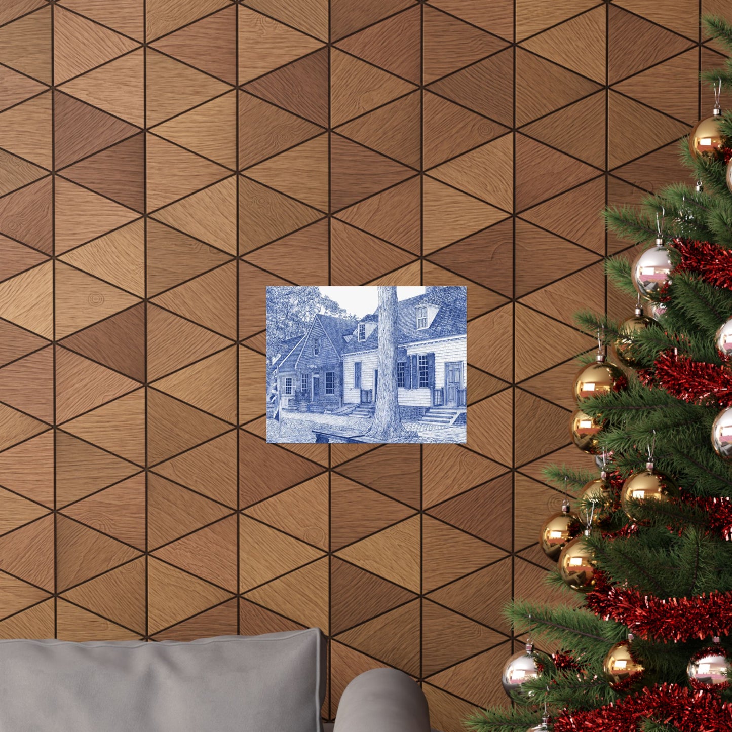 Colonial Williamsburg's Millinery Row Poster in Blue — Matte Horizontal Wall Art