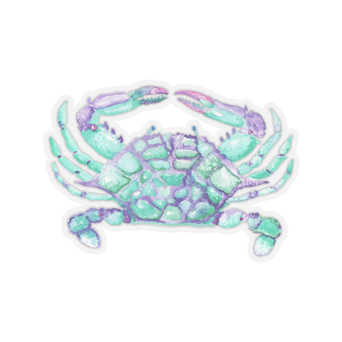 Teal and Purple Watercolor Crab Kiss-Cut Stickers