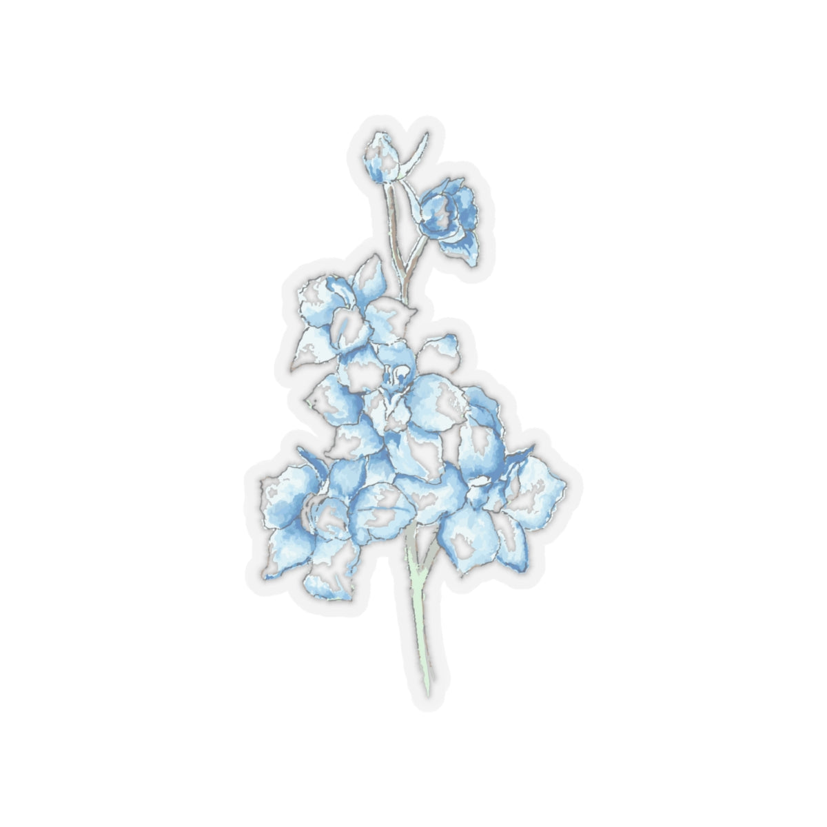 Watercolor Larkspur Kiss-Cut Stickers