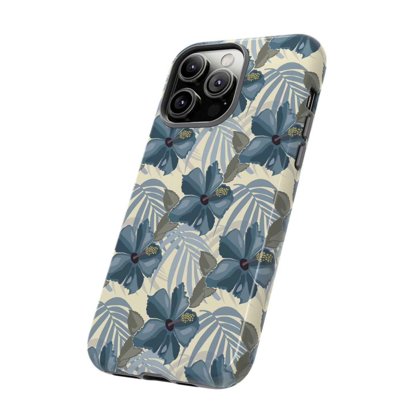 Blue Hibiscus in Earth Tones Tough Phone Cases