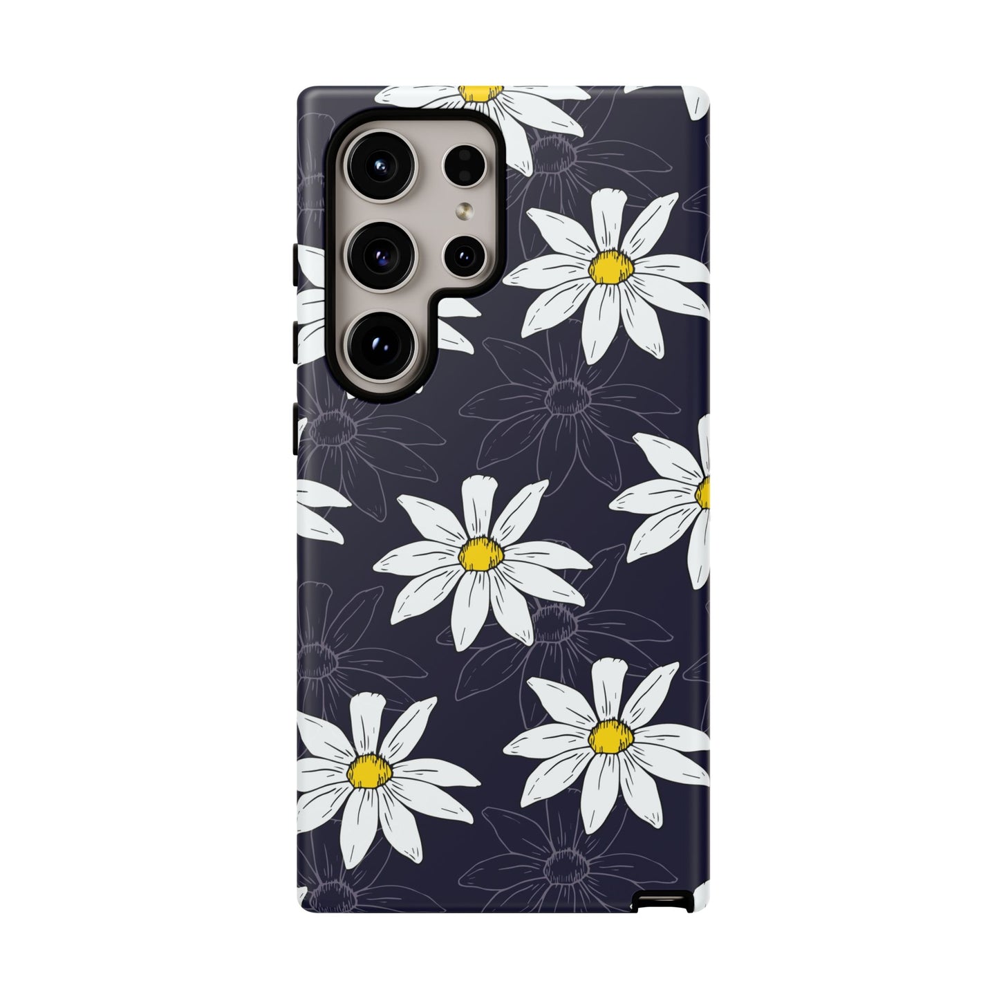 Daisies on Dark Blue Accent Phone Case