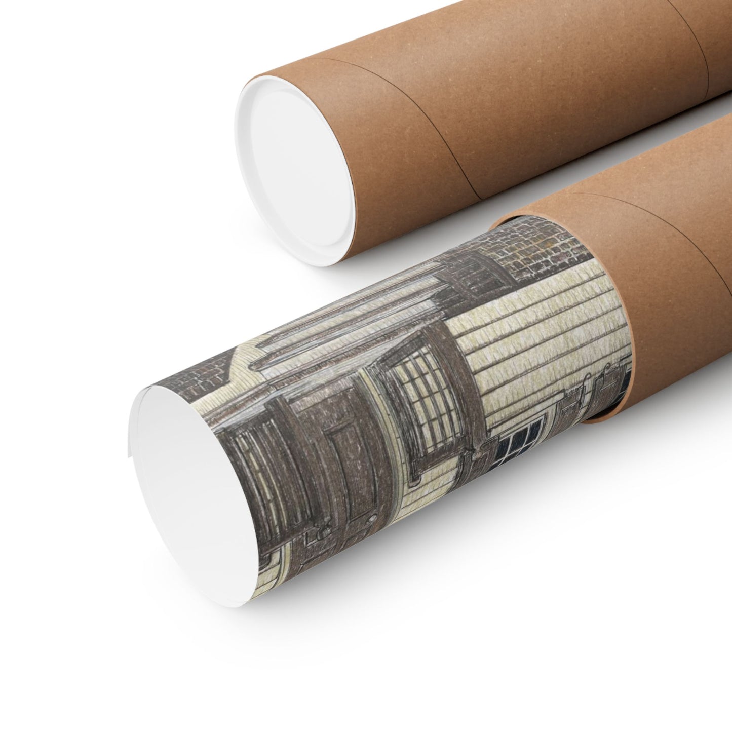 Colonial Williamsburg Street Scene Matte Poster – Historic Waterfront Houses Wall Art