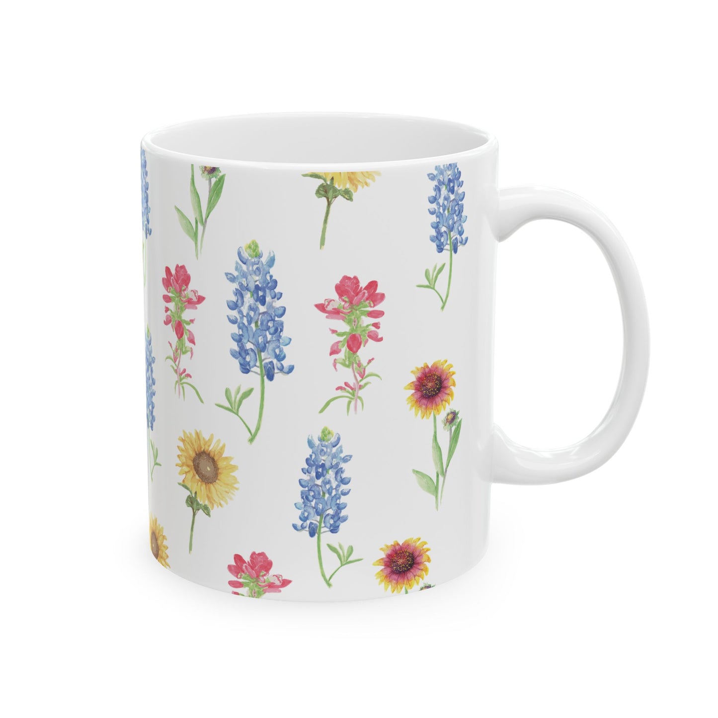 Texas Wildflower Pattern Ceramic Mug 11oz