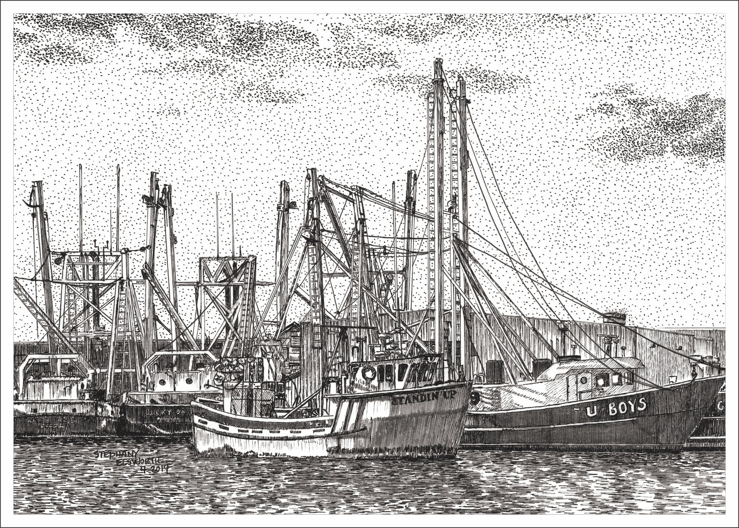Fishing Boats at Fort Monroe 5 x 7 Print in 8 x 10 white mat