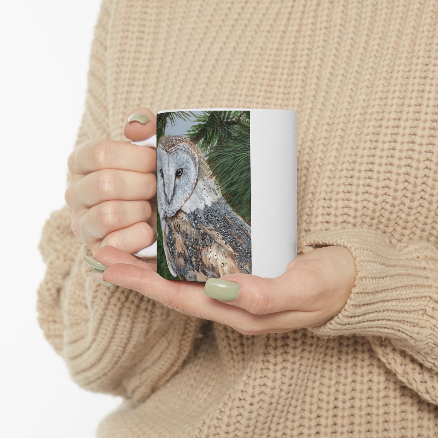 Barn Owl Ceramic Mug — Detailed Wildlife Art Coffee Cup (11oz & 15oz)