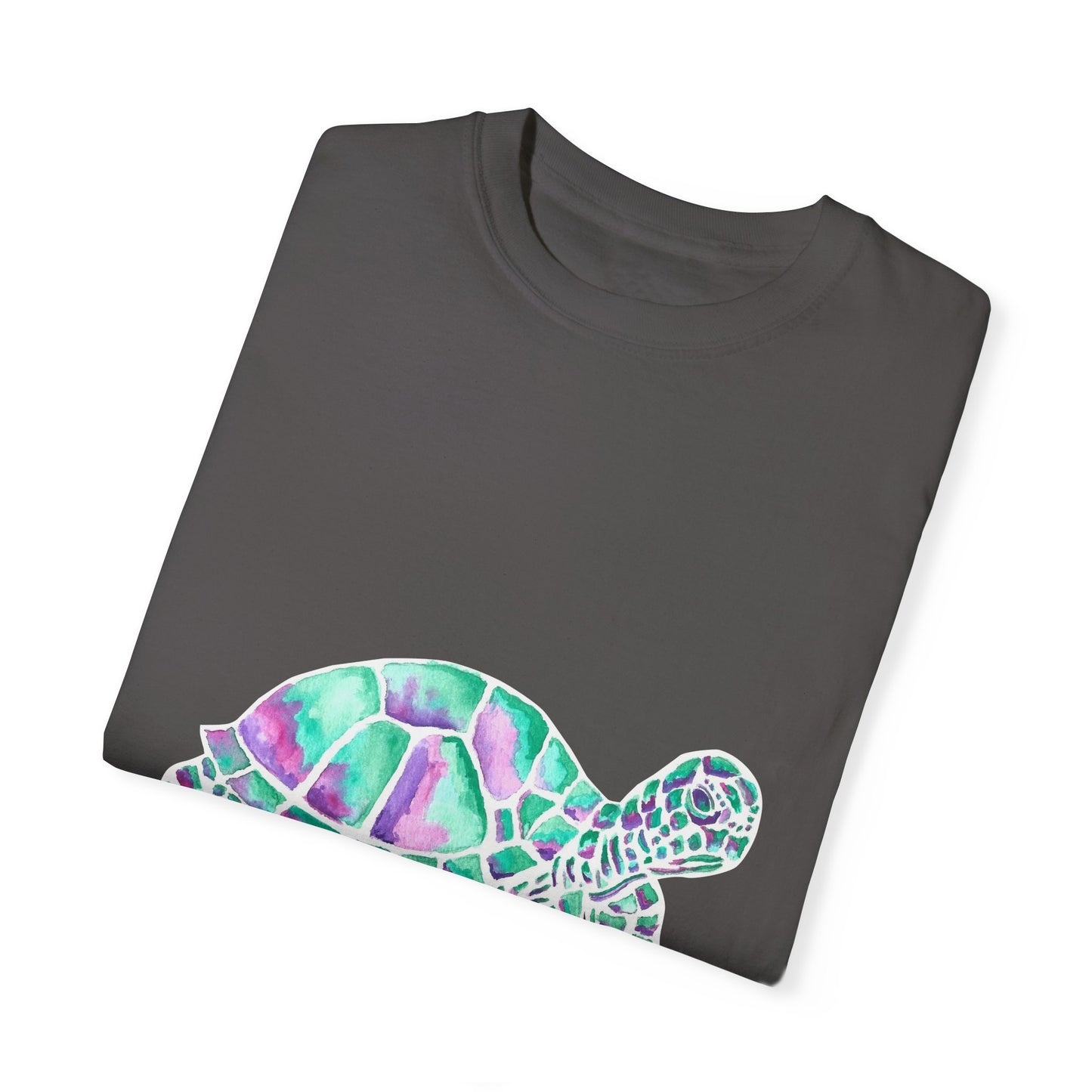 Sea Turtle in Teal and Purple Unisex Garment-Dyed T-shirt