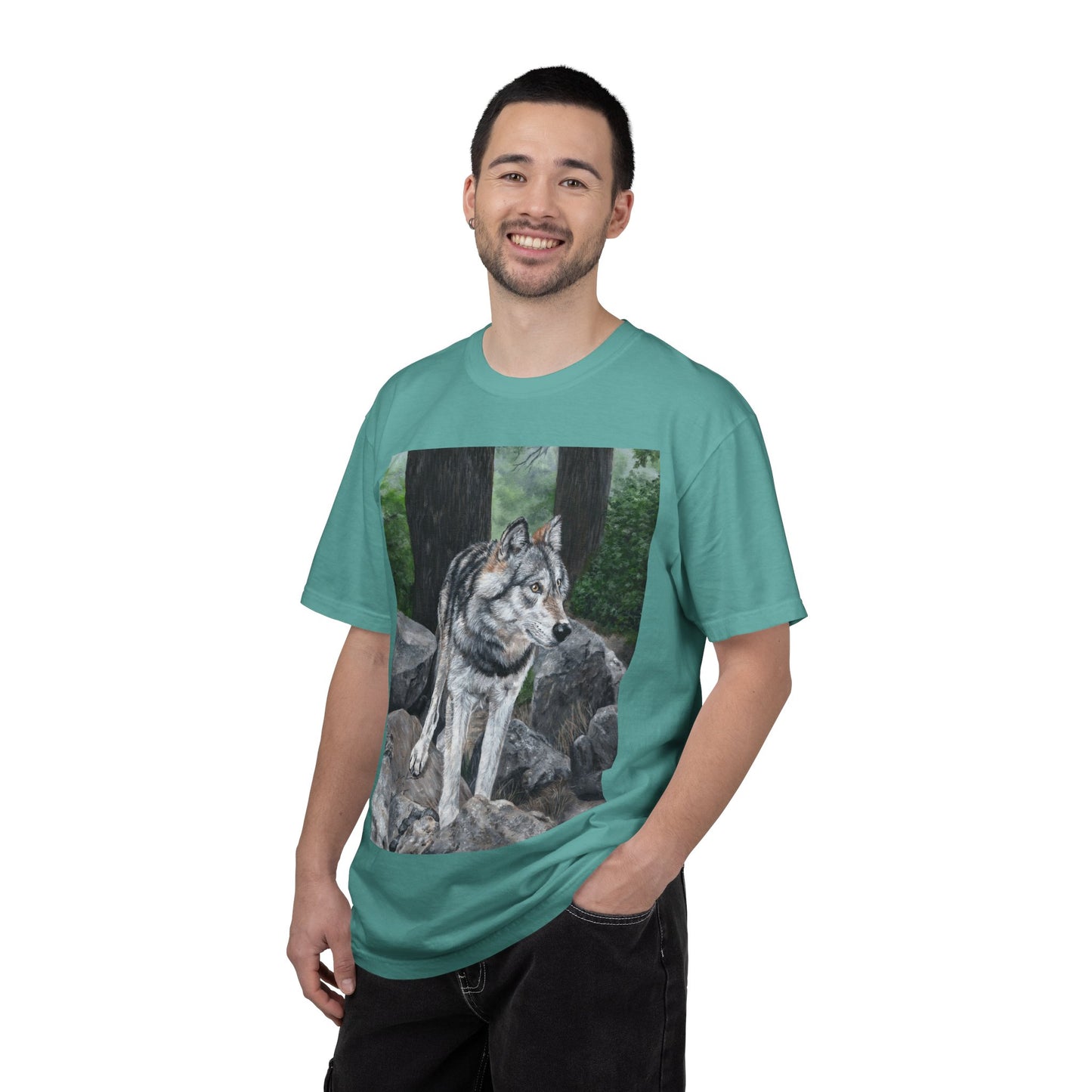 Wolf Portrait T‑Shirt — Realistic Forest Wolf Graphic Tee