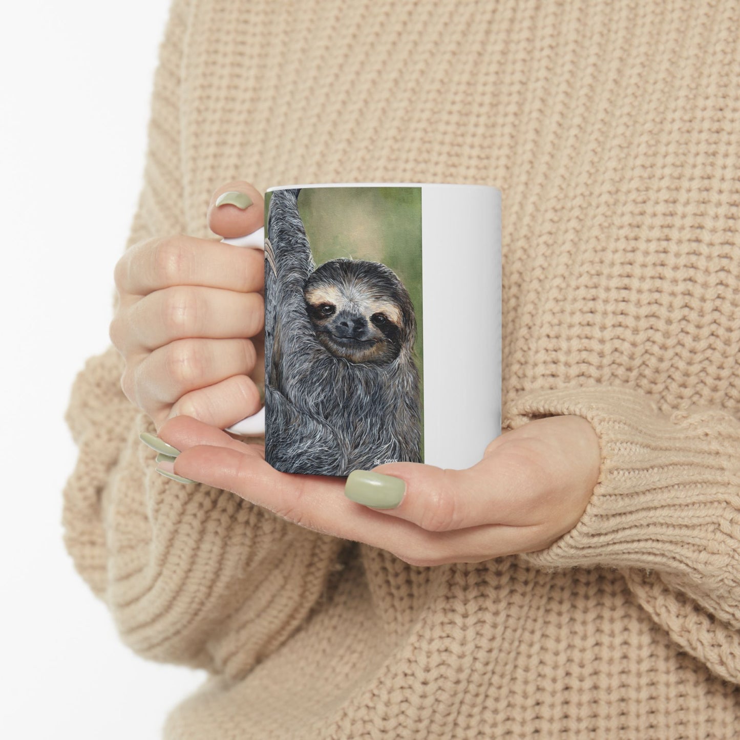 Sloth Portrait Ceramic Mug — Cute Lazy Sloth Coffee Cup (11oz, 15oz)