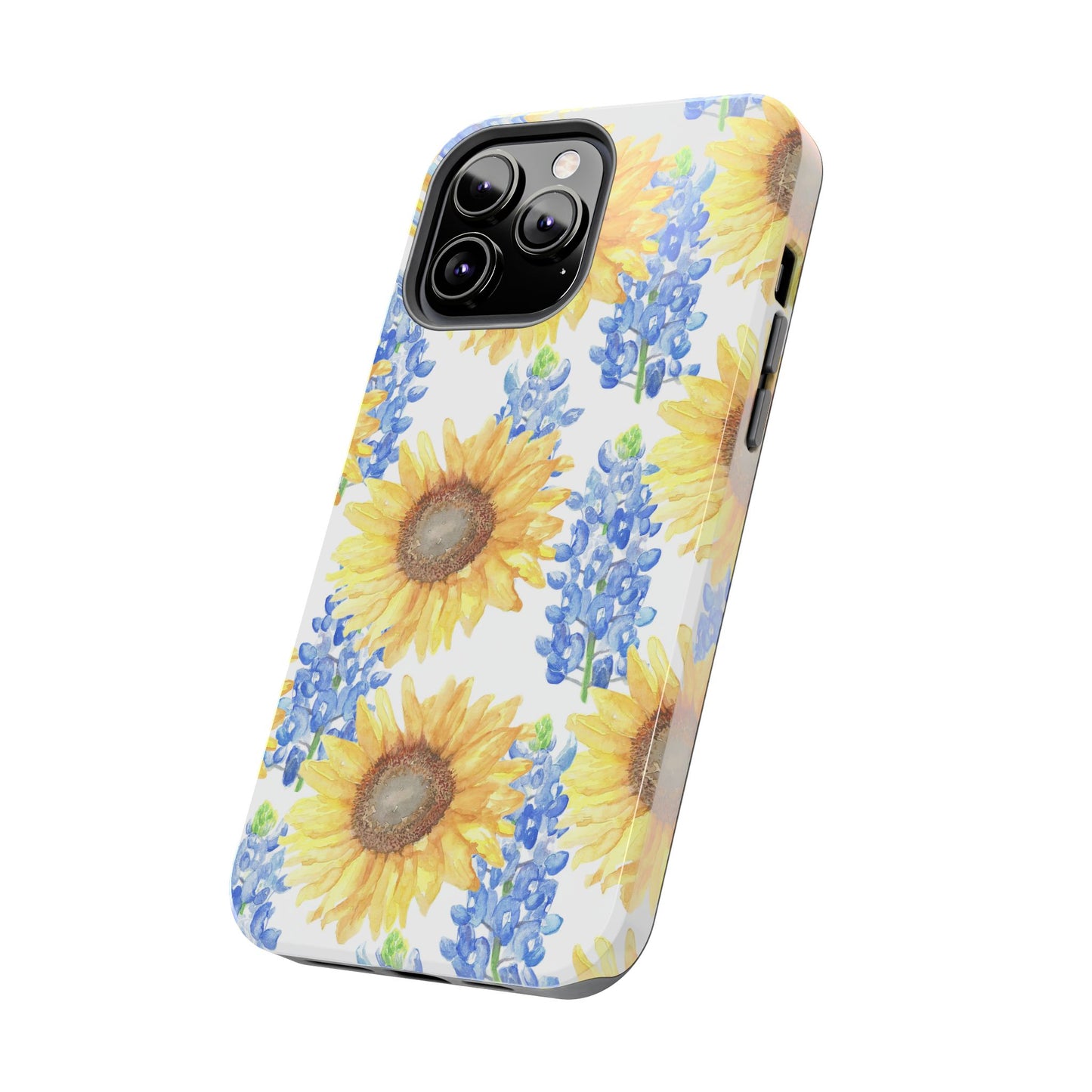 Sunflower and Bluebonnet Pattern Tough iPhone Cases