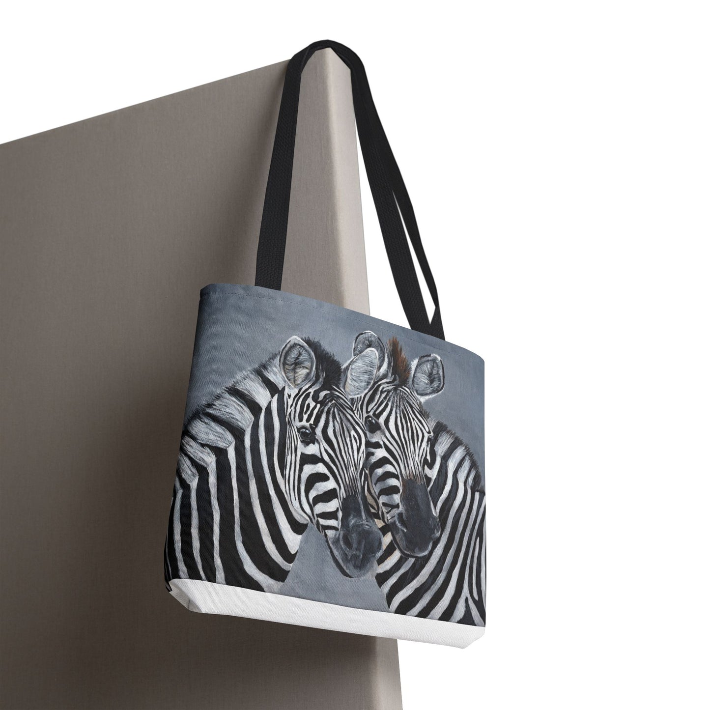 Zebra Pair Tote Bag — Artistic Black & White Animal Print Tote for Everyday Use