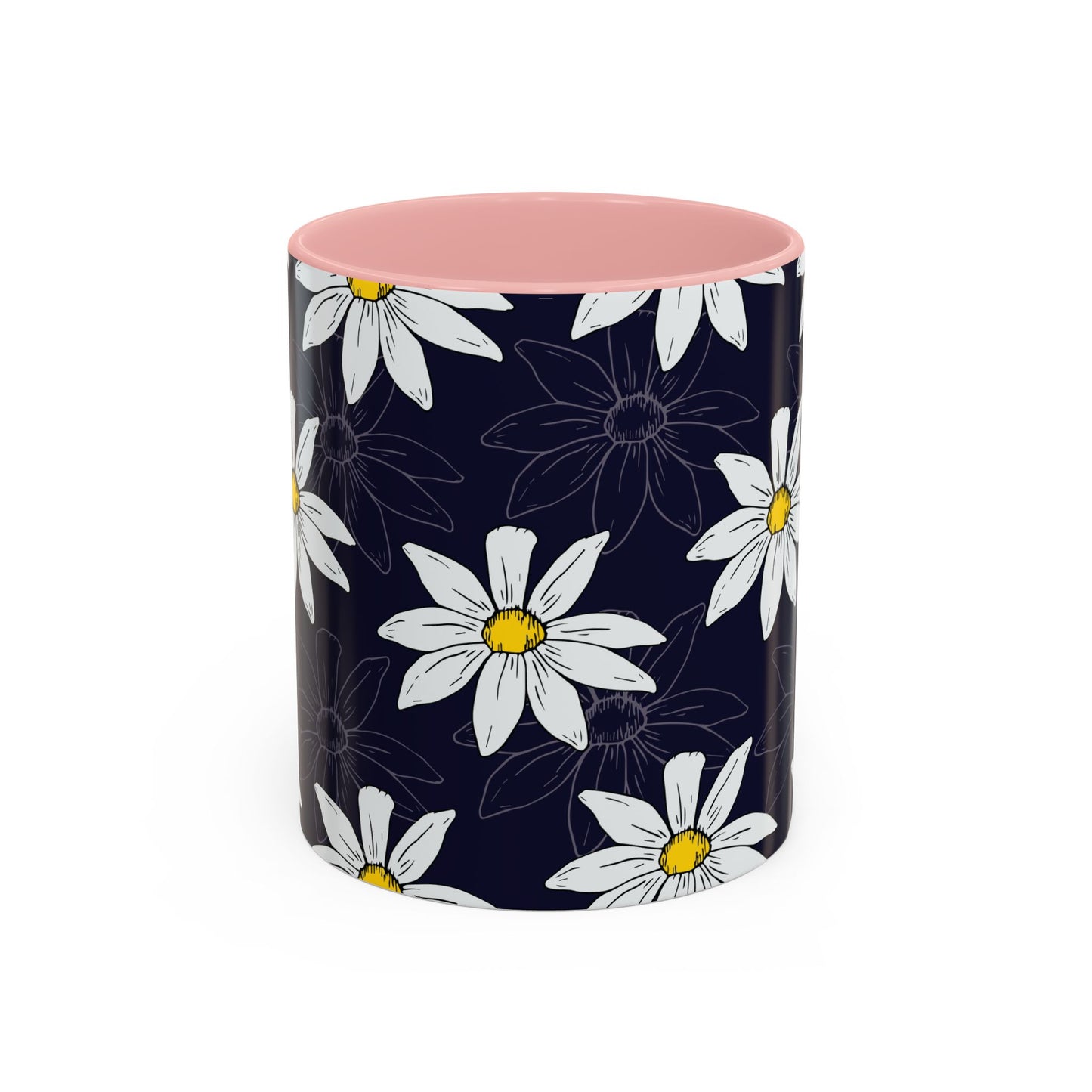 Daisies on Dark Blue Accent Coffee Mug (11, 15oz)