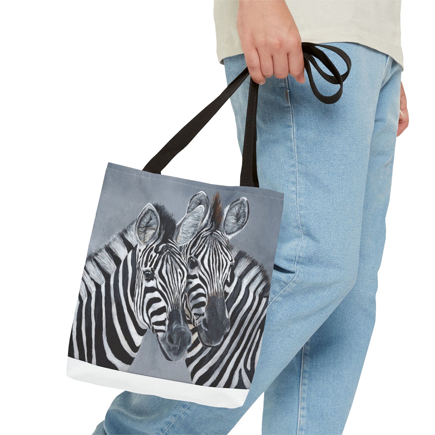 Zebra Pair Tote Bag — Artistic Black & White Animal Print Tote for Everyday Use