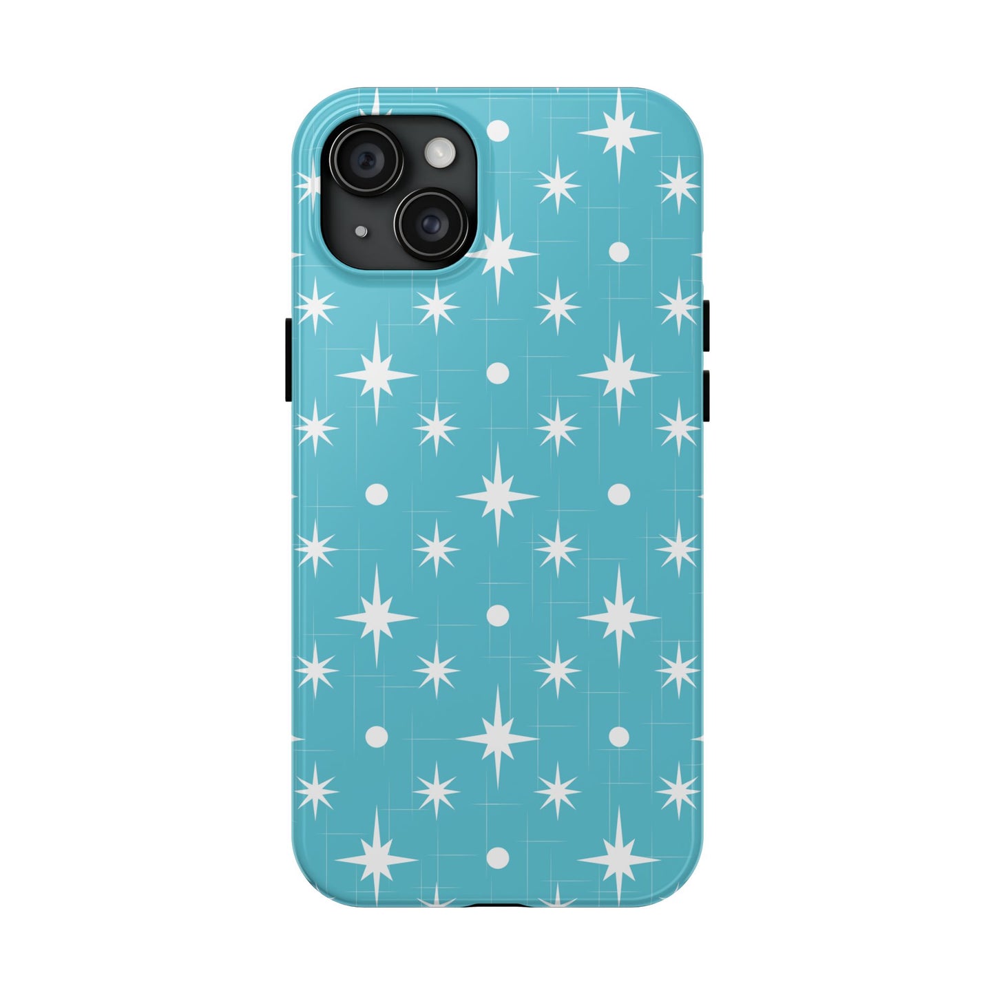 1950s Retro Star Pattern on Blue Tough iPhone Cases