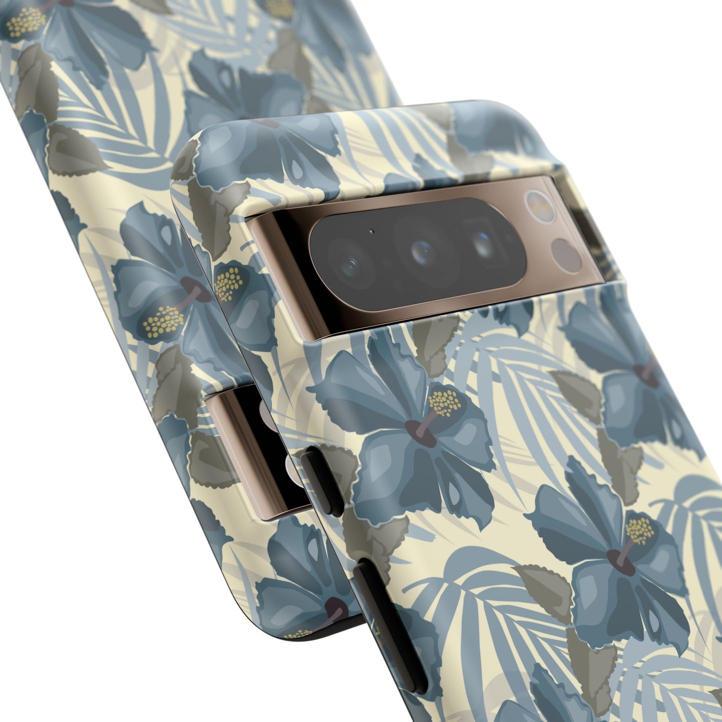 Blue Hibiscus in Earth Tones Tough Phone Cases