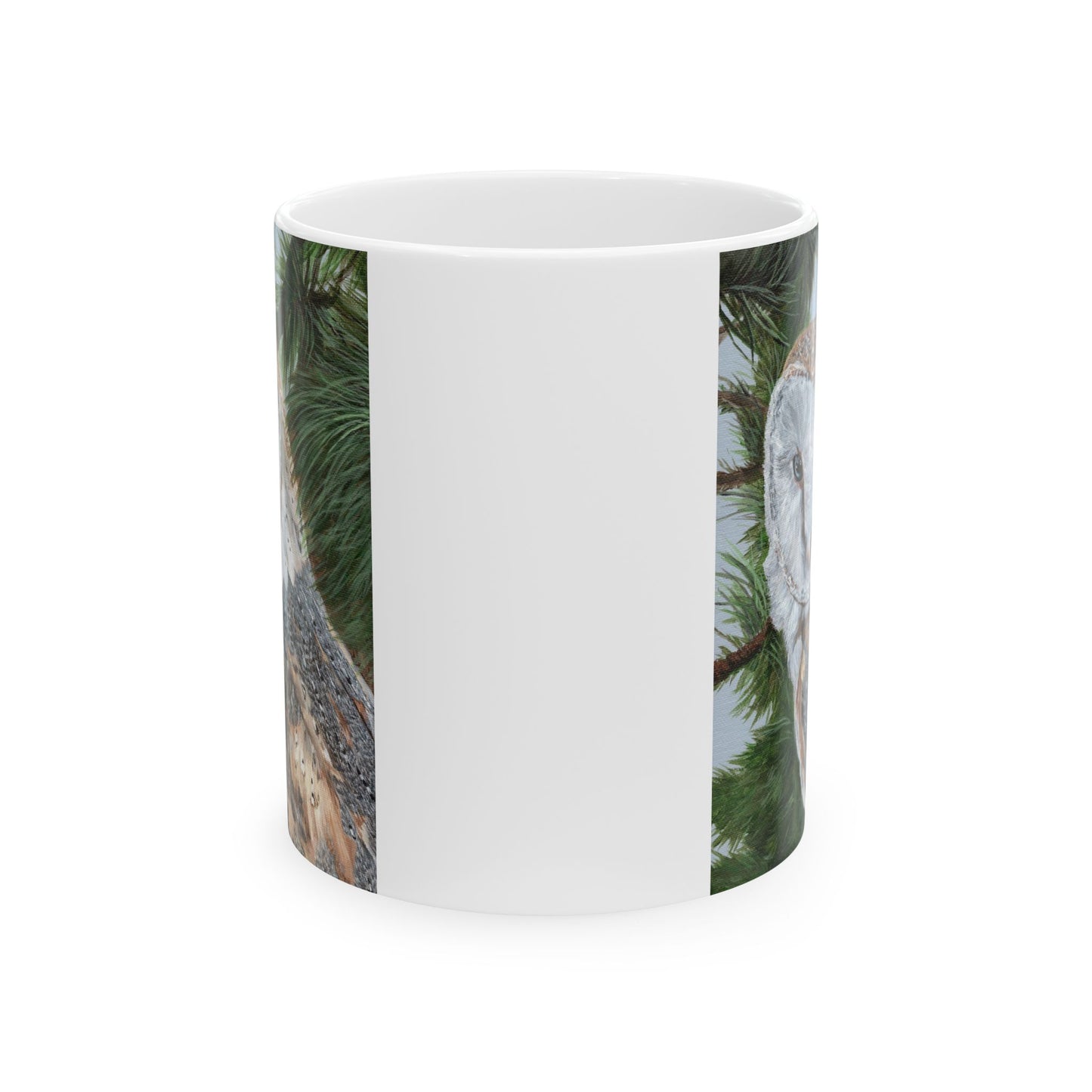 Barn Owl Ceramic Mug — Detailed Wildlife Art Coffee Cup (11oz & 15oz)