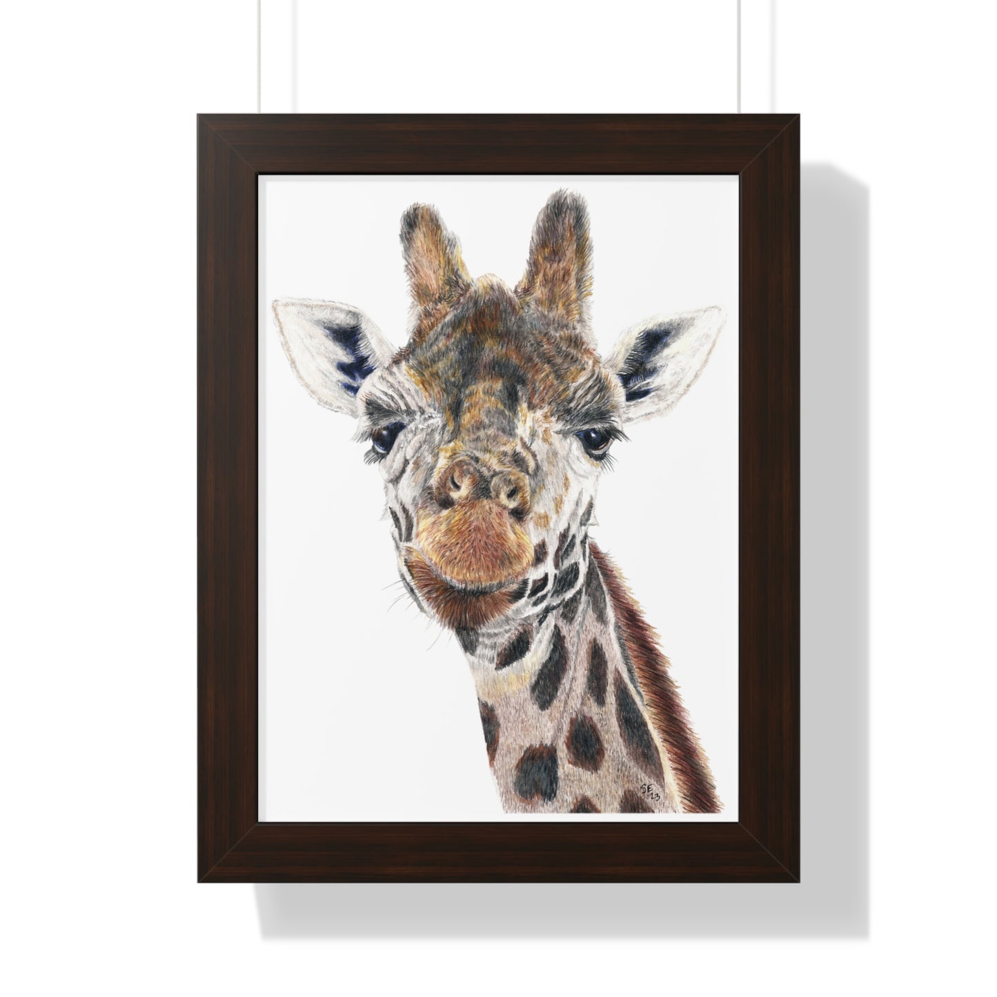 Colored Pencil Giraffe Framed Vertical Poster