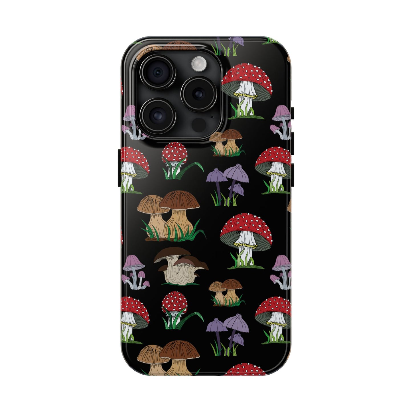 Mushroom Pattern on Black Tough iPhone Cases