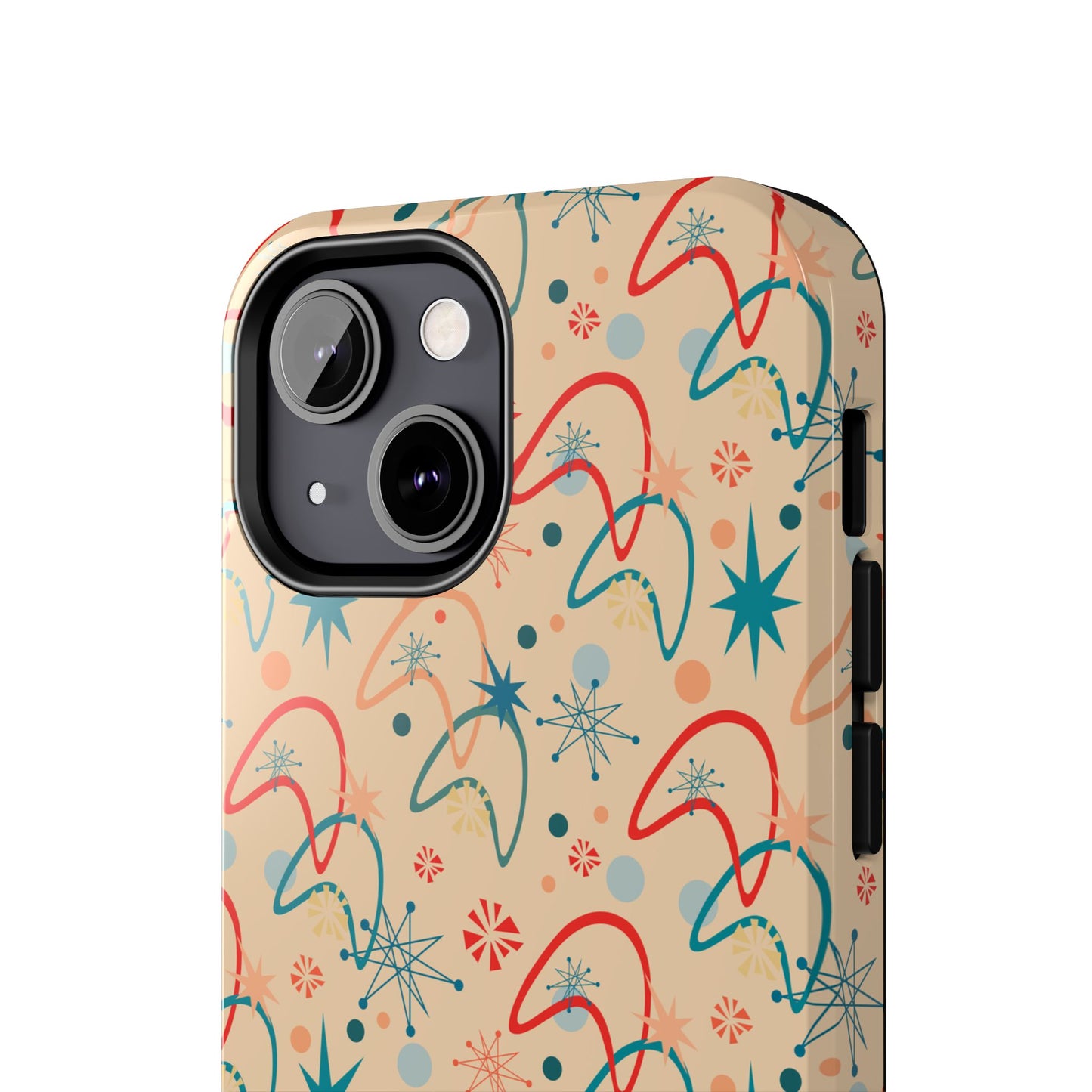 1950s Atomic Age Retro Pattern in Beige Tough iPhone Case