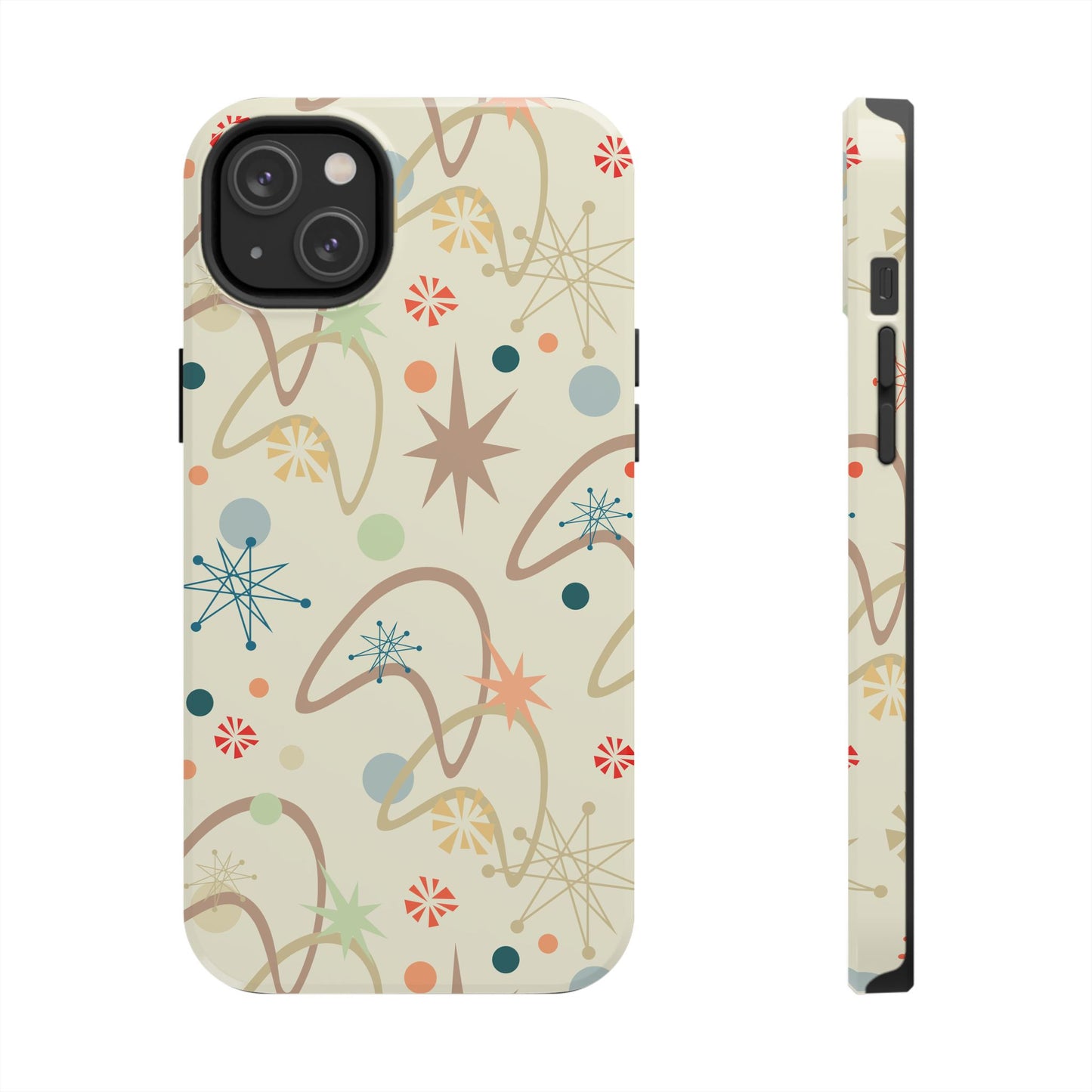 1950s Atomic Age Retro Pattern in Tan Tough iPhone Cases