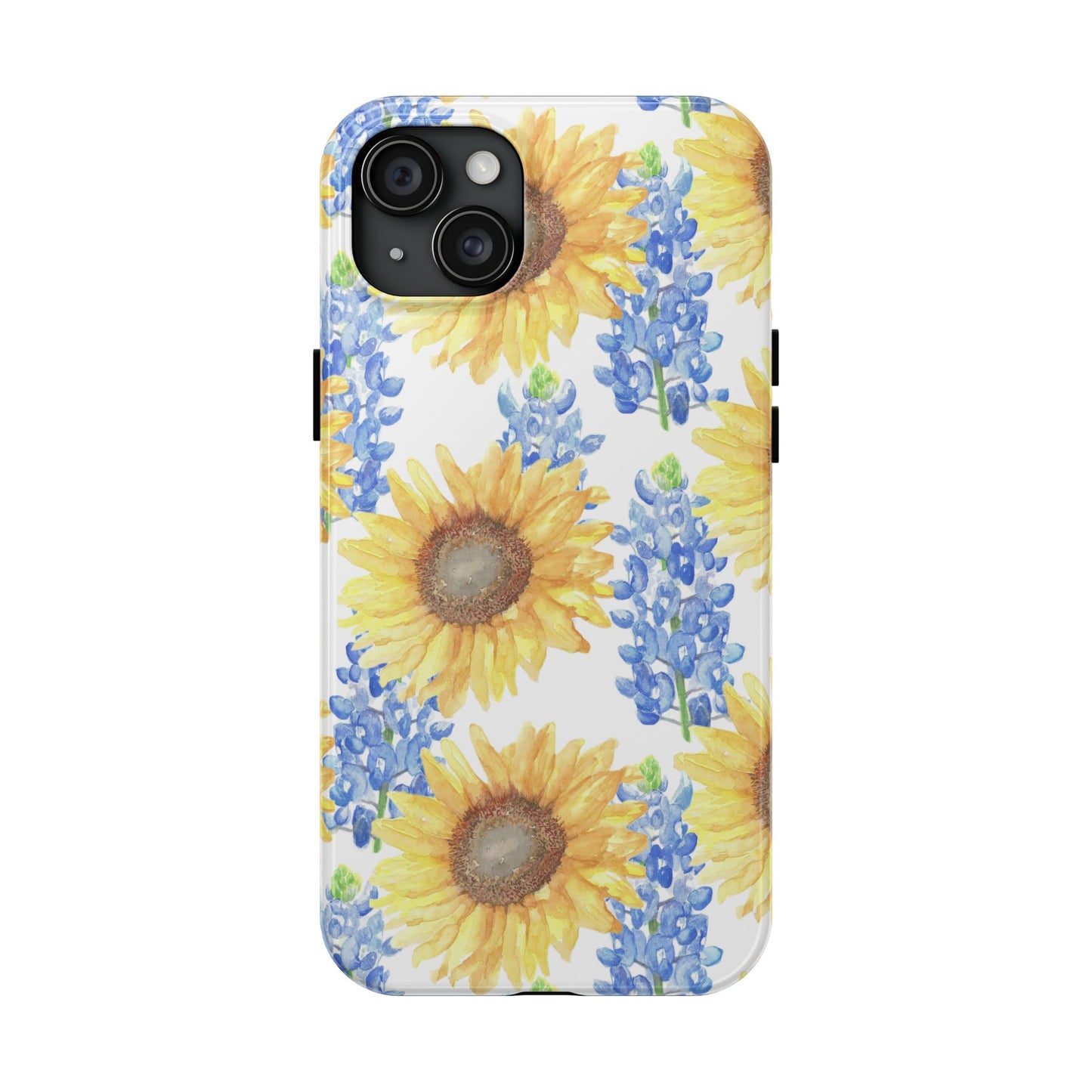 Sunflower and Bluebonnet Pattern Tough iPhone Cases