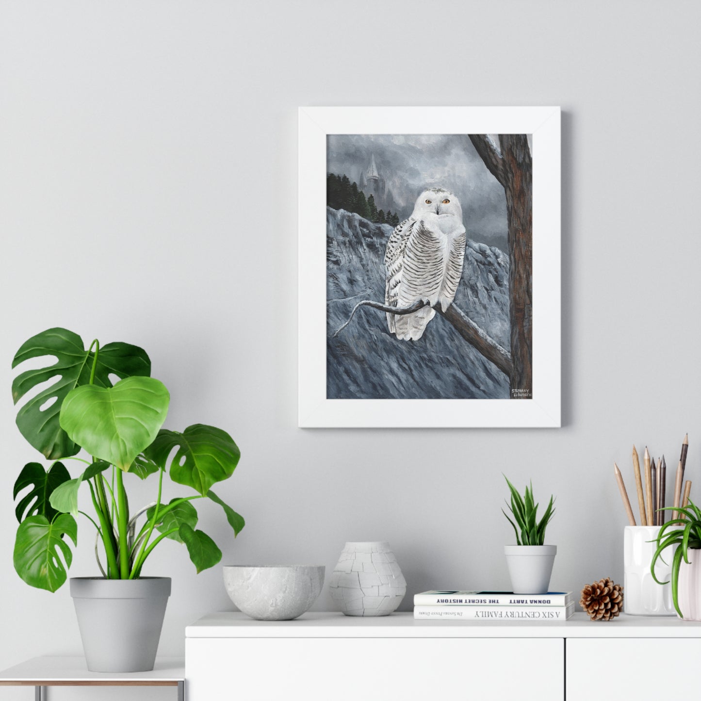 Snowy Owl Framed Poster — Wildlife Art Print for Nature Lovers
