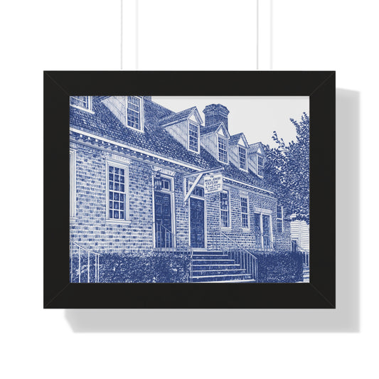 Framed Horizontal Poster — Colonial Williamsburg's Brick House Tavern in Blue Art Print