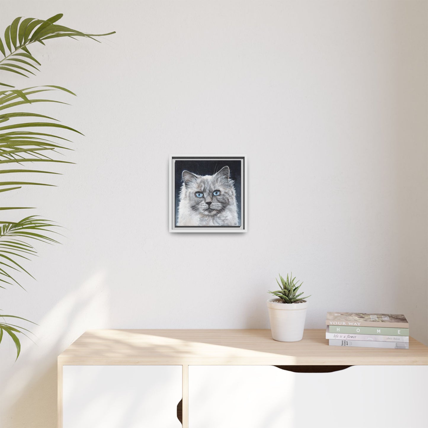 Framed Matte Canvas – Blue-Eyed Ragdoll Cat Portrait