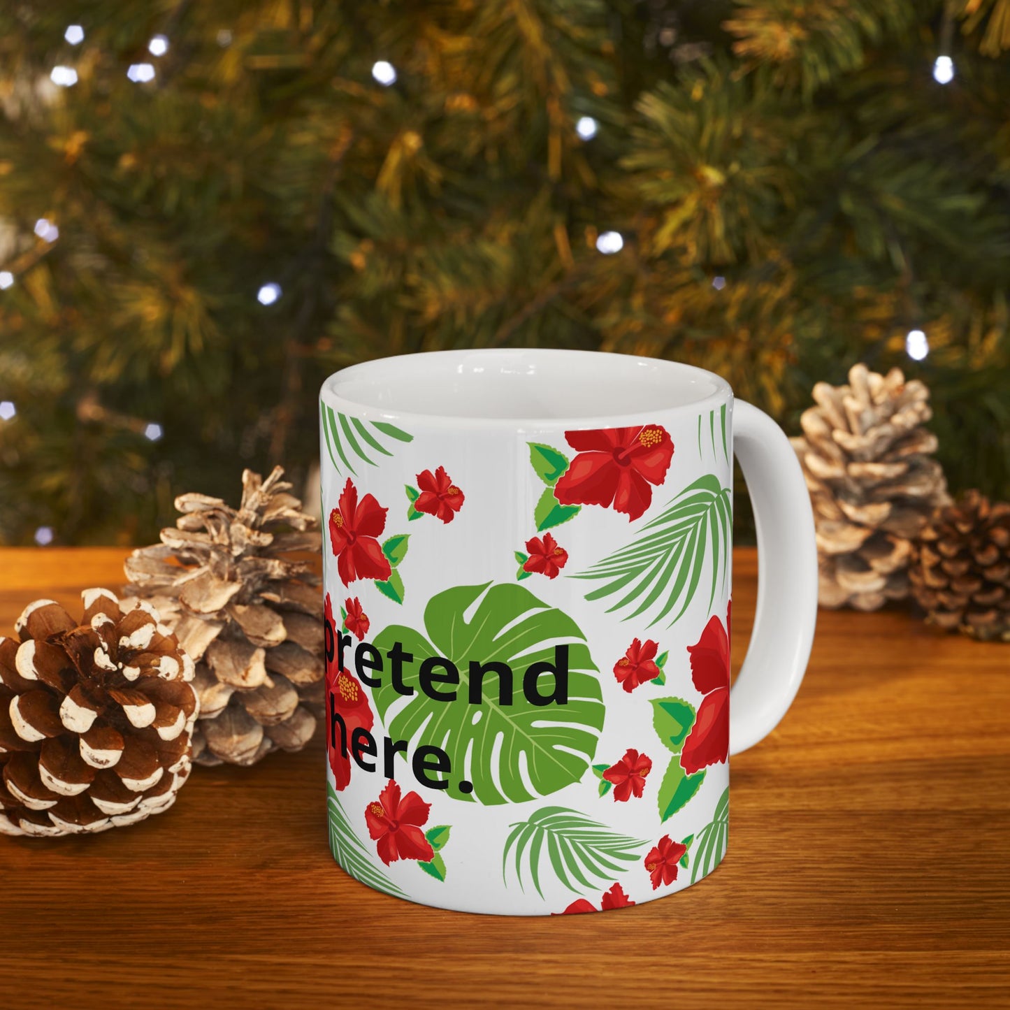 Tropical Hibiscus Mug — Floral Palm Leaf Coffee Cup (11oz/15oz)