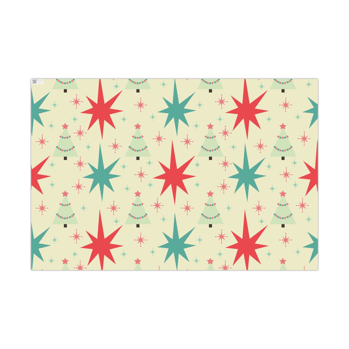 Retro Mid-Century Christmas Gift Wrap Paper – Starburst & Tree Pattern