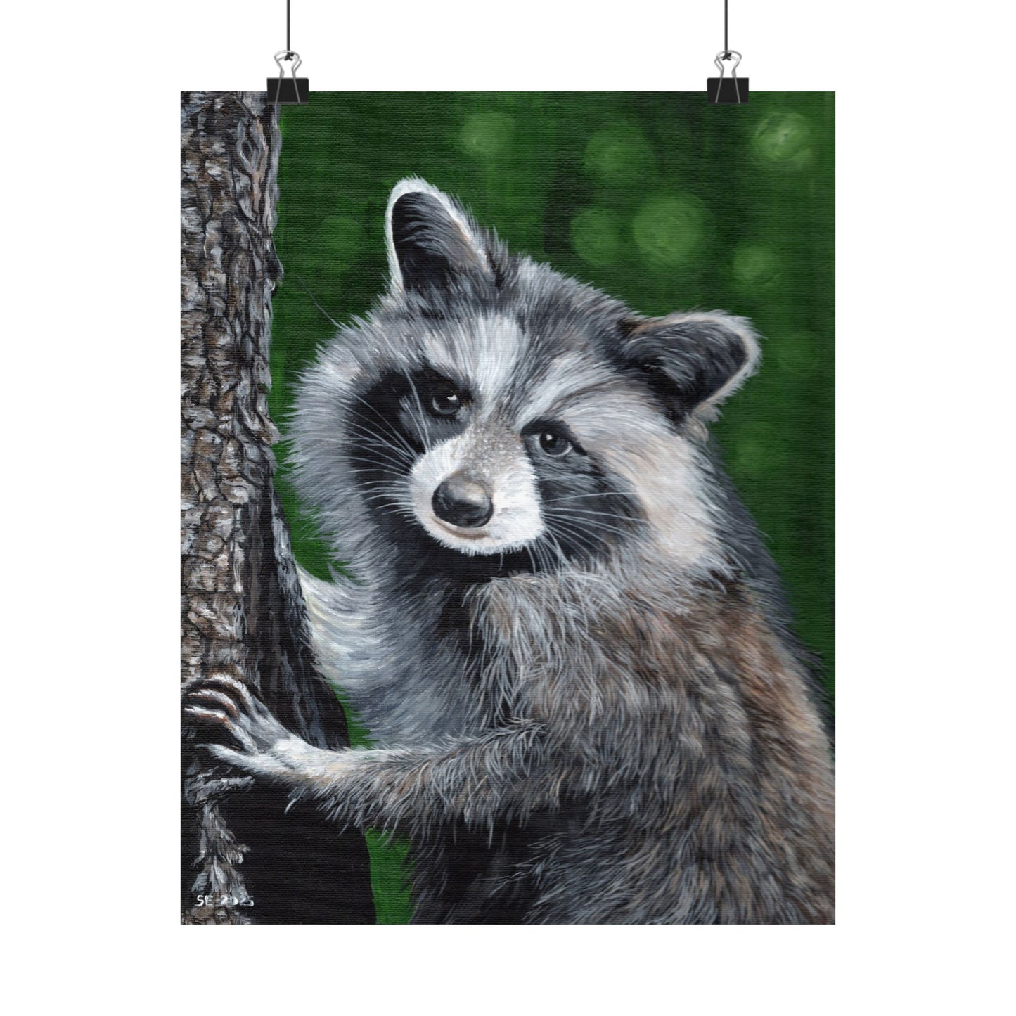 Raccoon Forest Matte Poster — Vertical Wildlife Wall Art