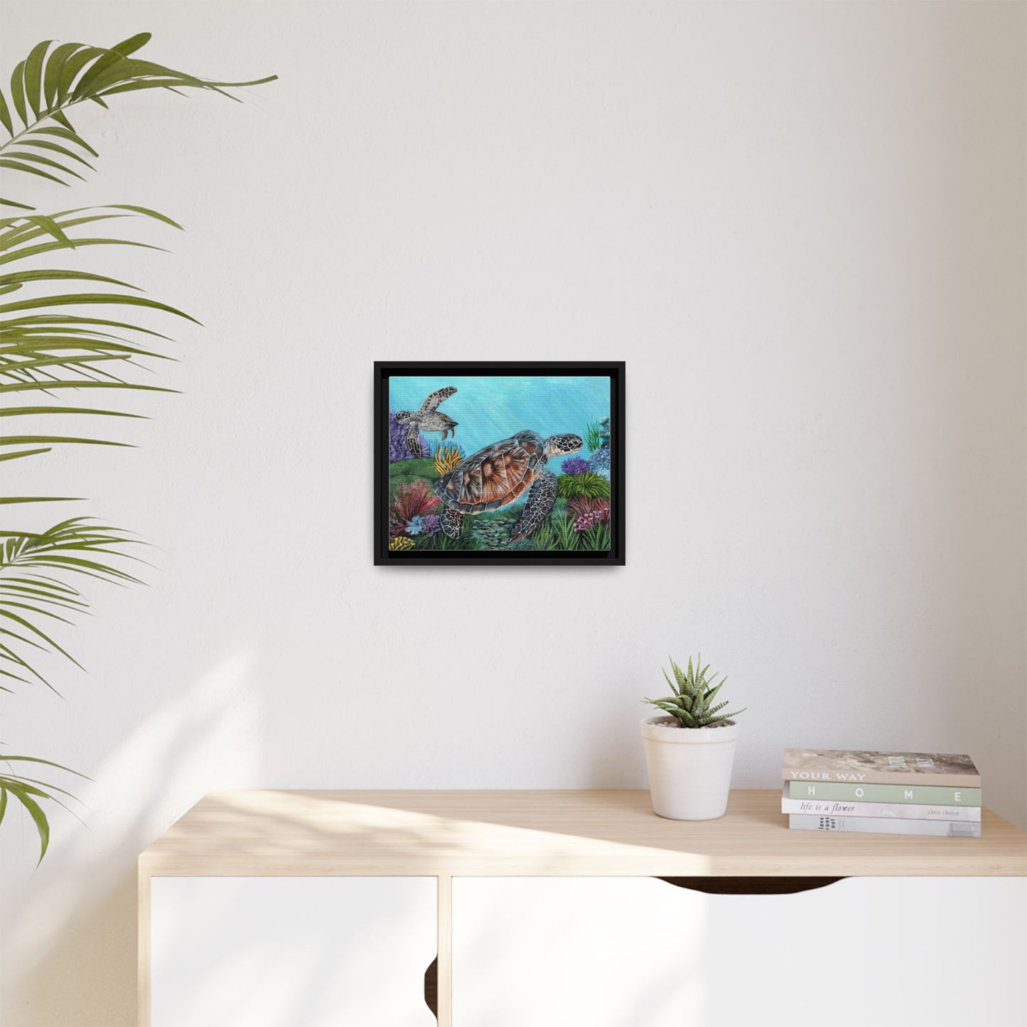 Sea Turtle Canvas Print — Framed Matte Ocean Wall Art