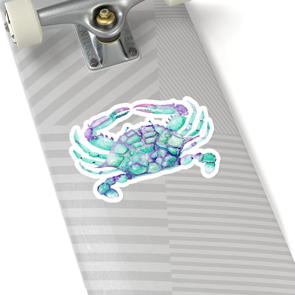 Teal and Purple Watercolor Crab Kiss-Cut Stickers