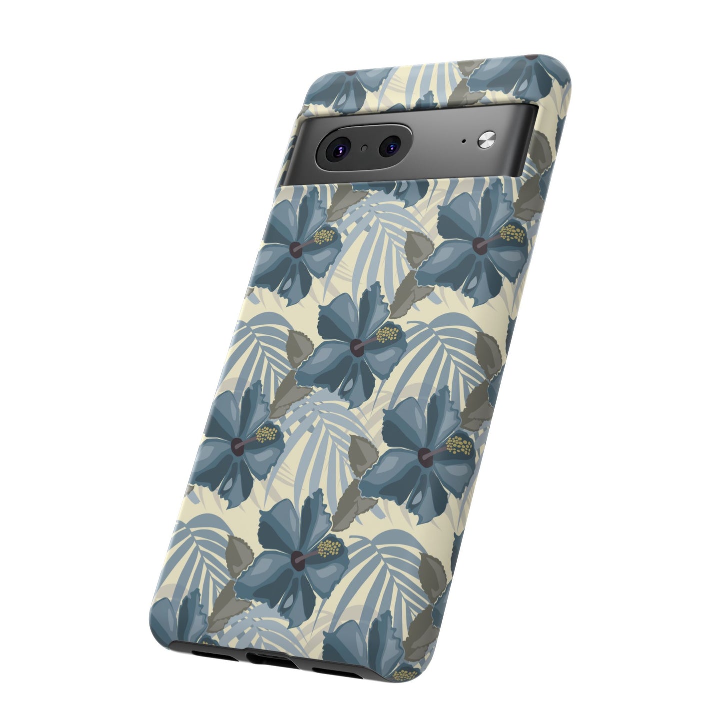 Blue Hibiscus in Earth Tones Tough Phone Cases