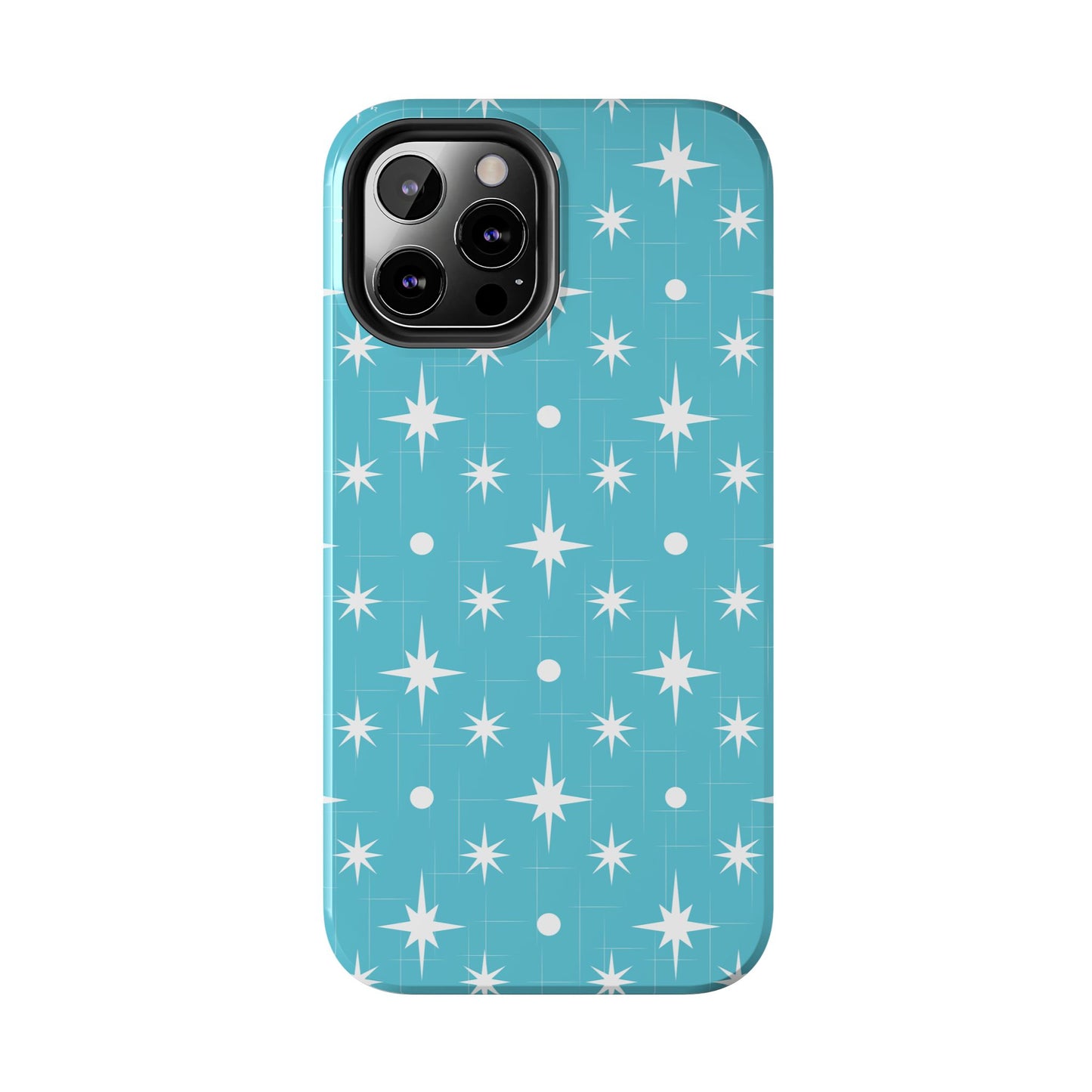 1950s Retro Star Pattern on Blue Tough iPhone Cases