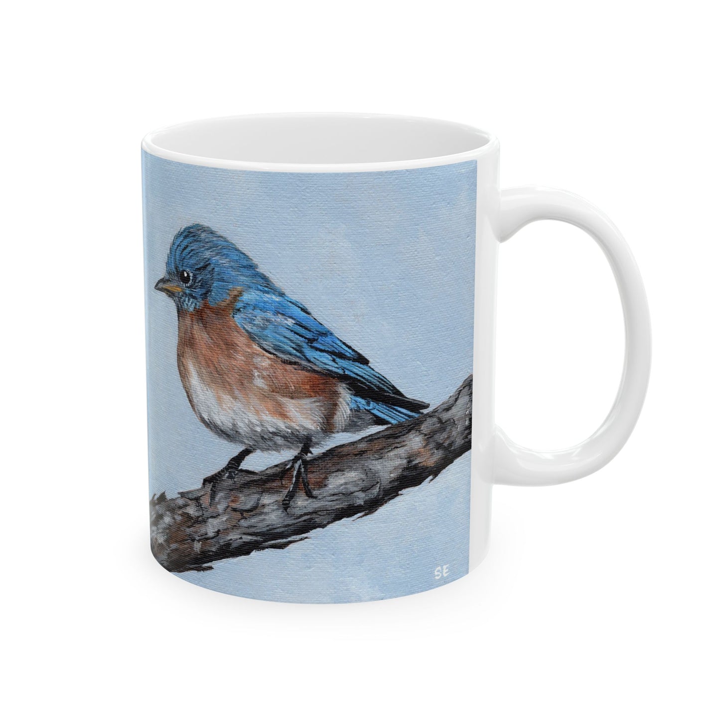 Bluebird Ceramic Mug — Hand-Painted Songbird Coffee Cup (11oz, 15oz)