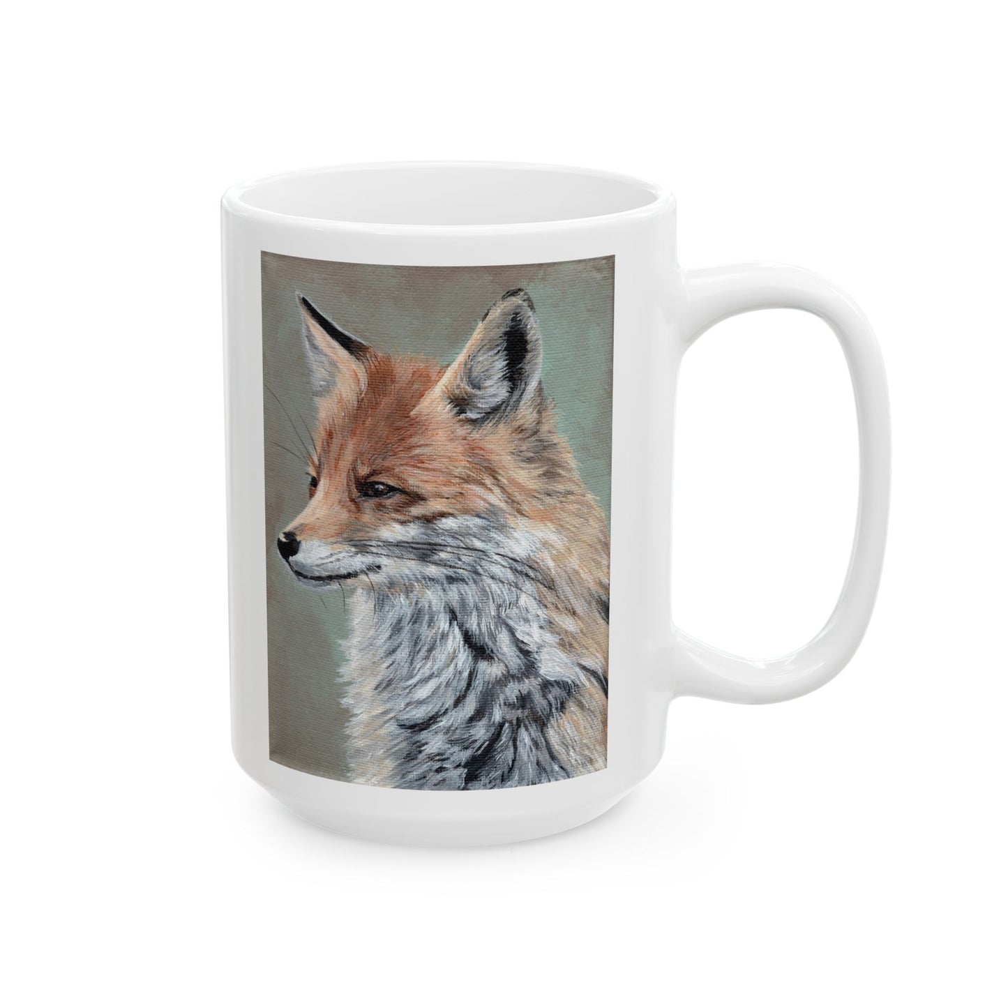 Fox Portrait Ceramic Mug — Rustic Wildlife Coffee Cup (11oz & 15oz)