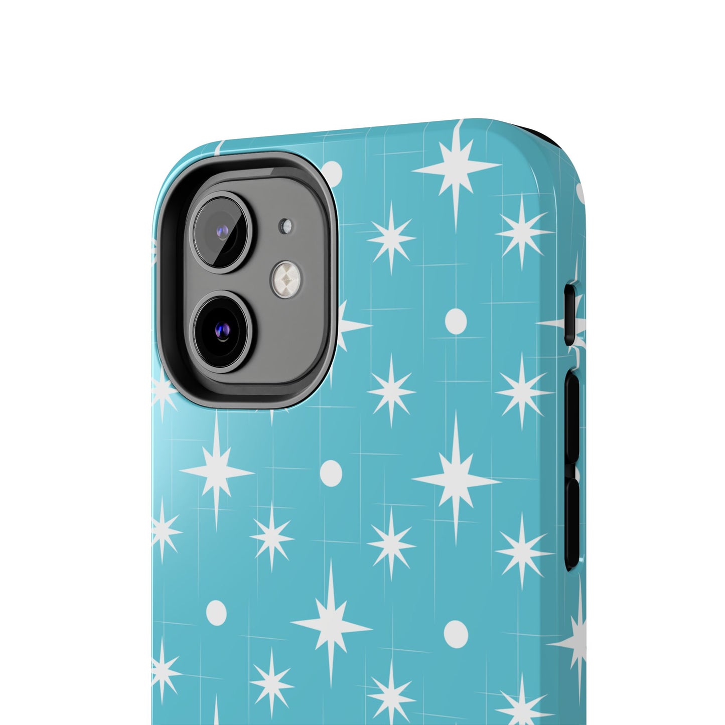 1950s Retro Star Pattern on Blue Tough iPhone Cases