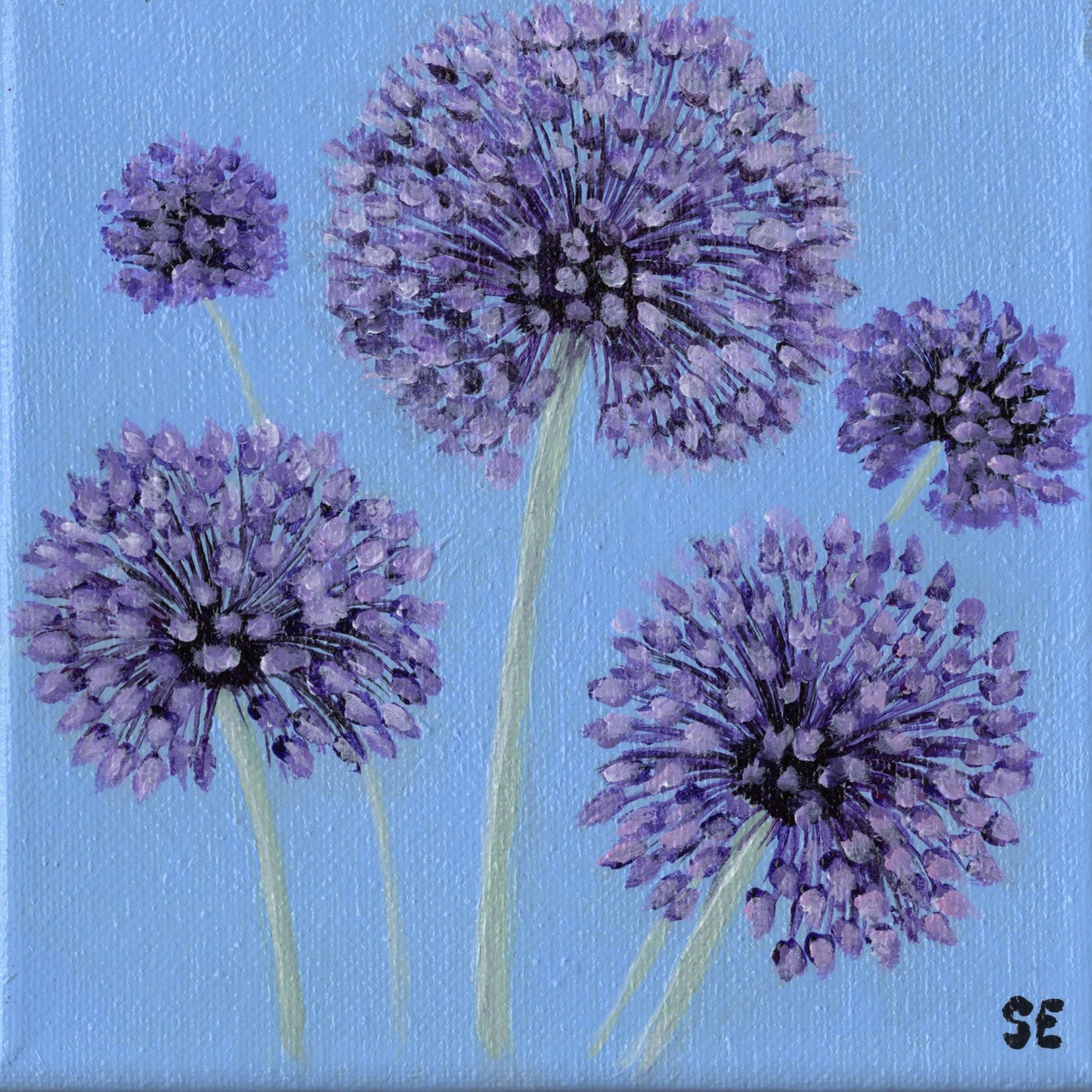 Yorktown Onions on Blue 6 x 6 Original Acrylic Painting