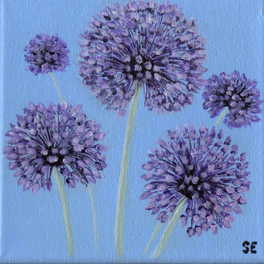 Yorktown Onions on Blue 6 x 6 Original Acrylic Painting