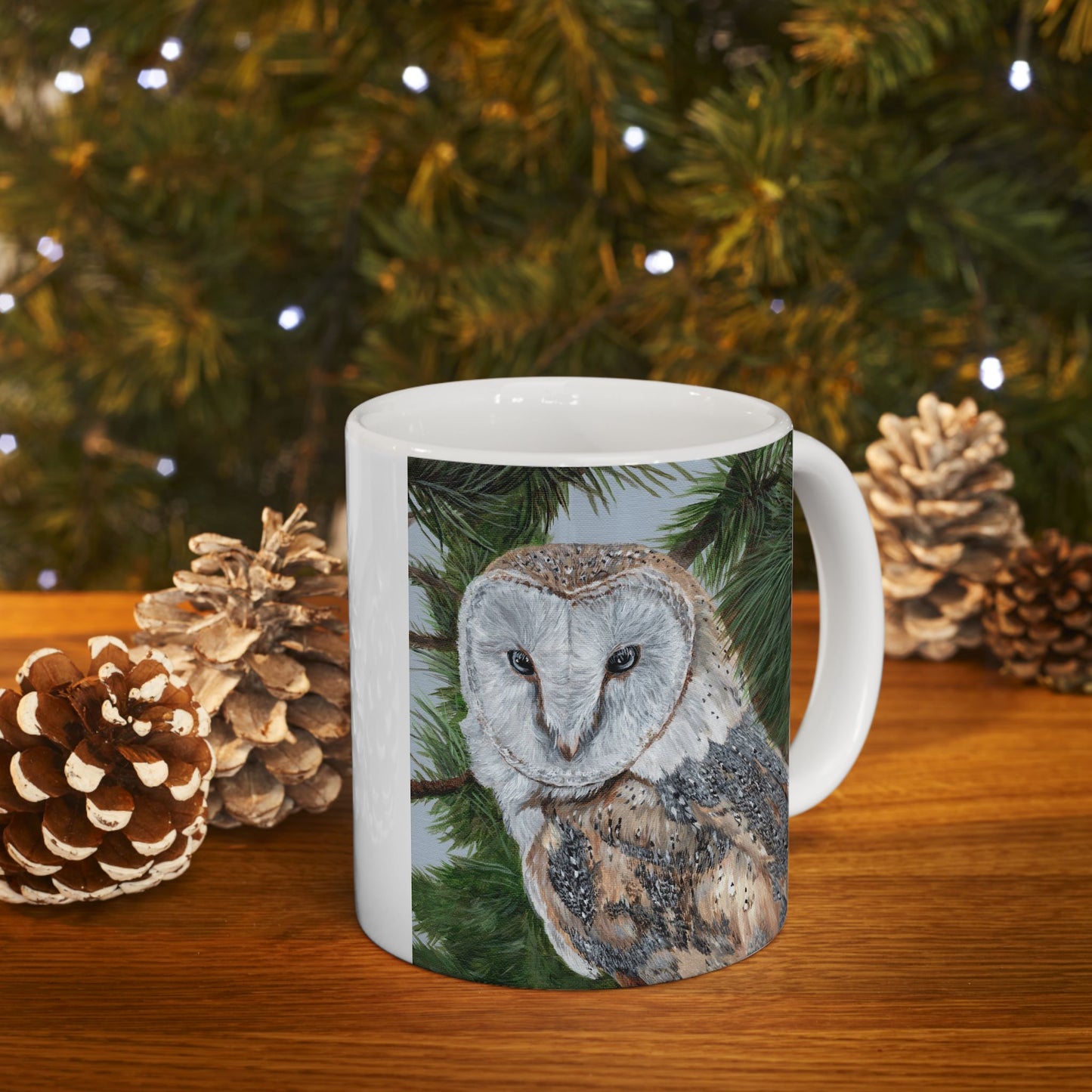 Barn Owl Ceramic Mug — Detailed Wildlife Art Coffee Cup (11oz & 15oz)