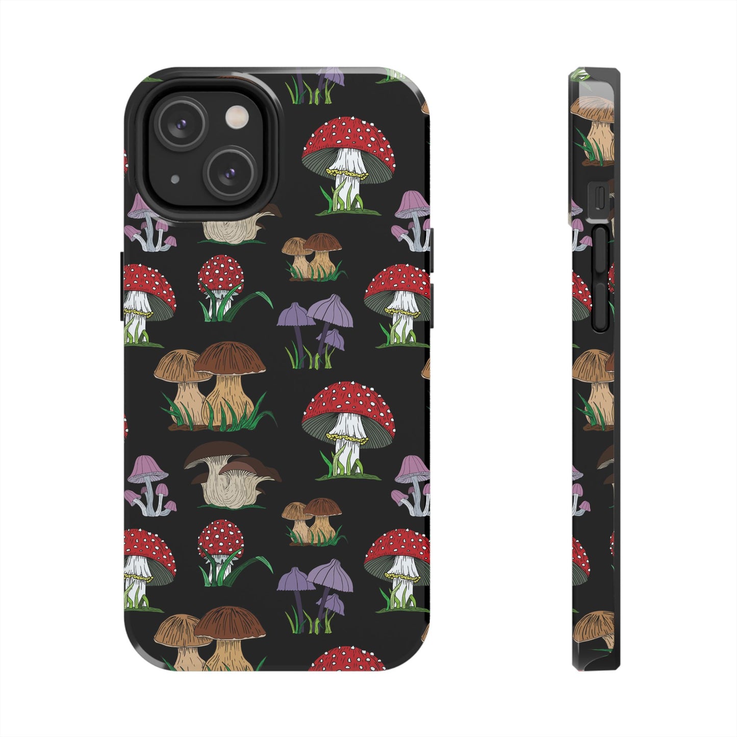 Mushroom Pattern on Black Tough iPhone Cases