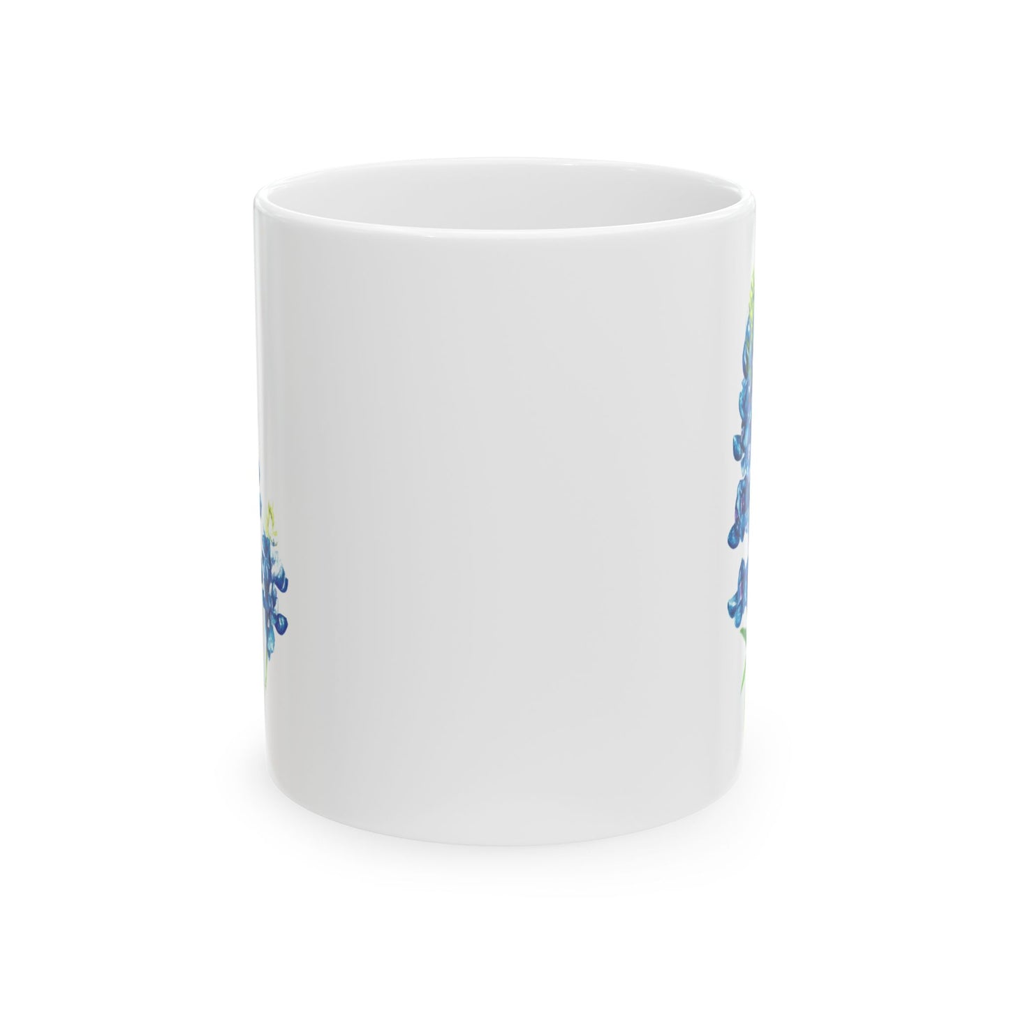 Bluebonnet Floral Ceramic Mug — Hand-Painted Bluebonnet Flowers Coffee Cup (11oz, 15oz)