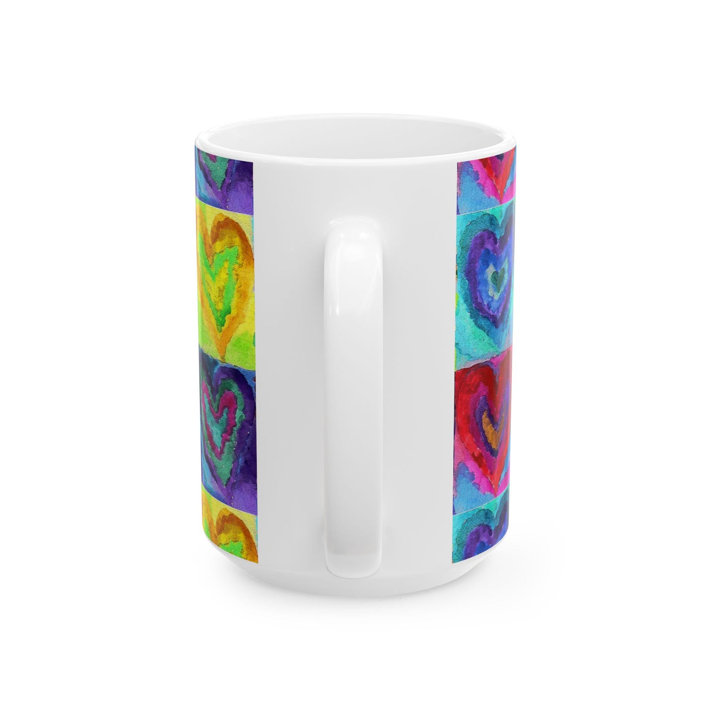 World's Best Mom Ceramic Mug — Colorful Watercolor Hearts, Mother's Day Gift (11oz & 15oz)