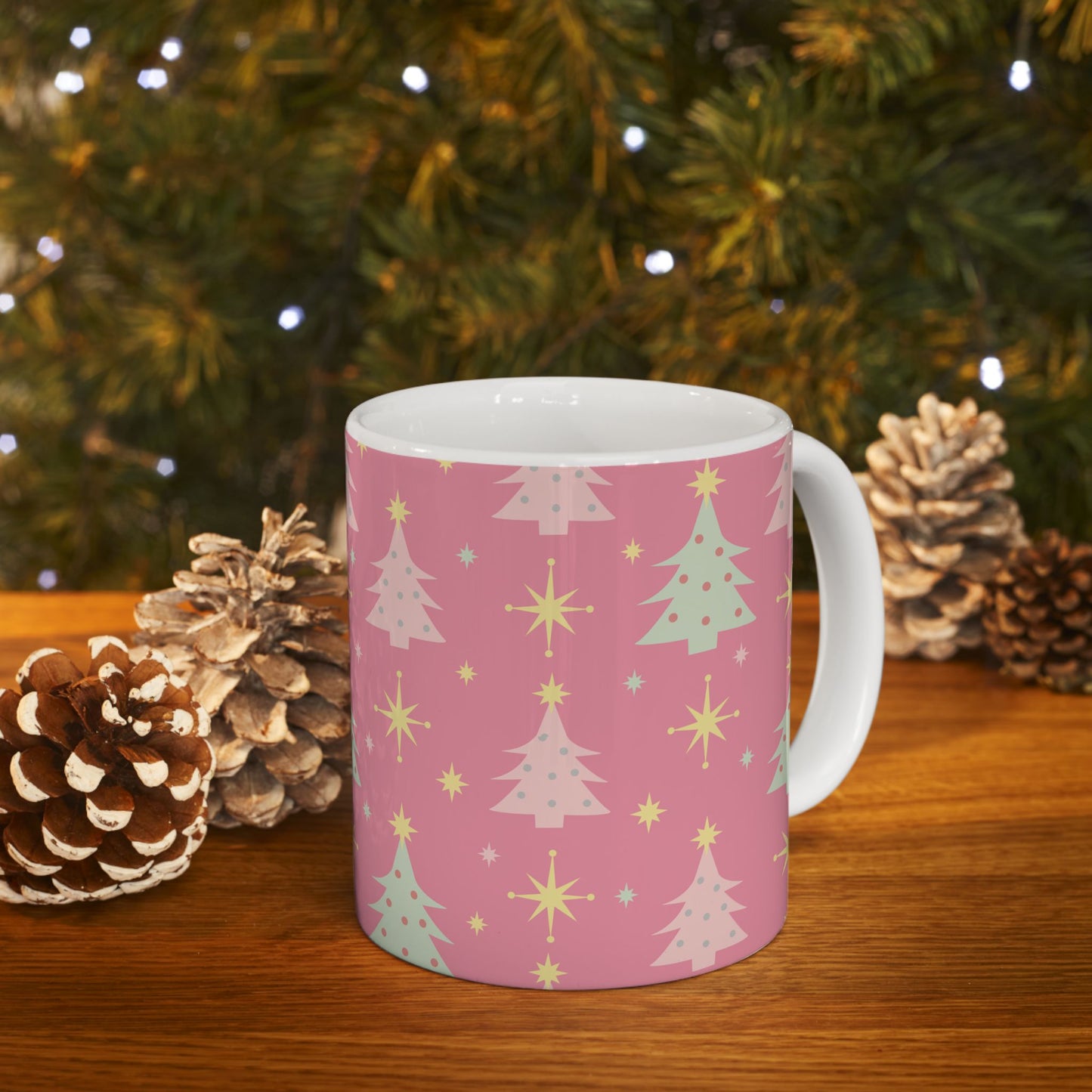 1950's Retro Christmas Ceramic Mug, (11oz, 15oz)