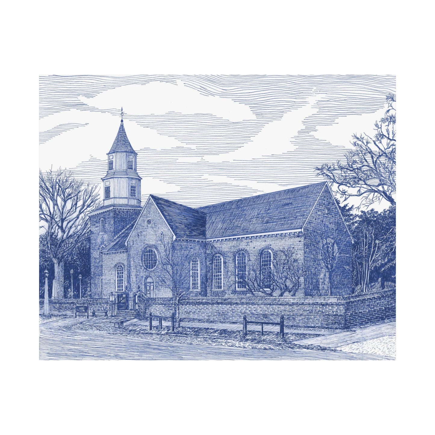 Colonial Williamsburg's Bruton Parish Church in Blue Matte Poster