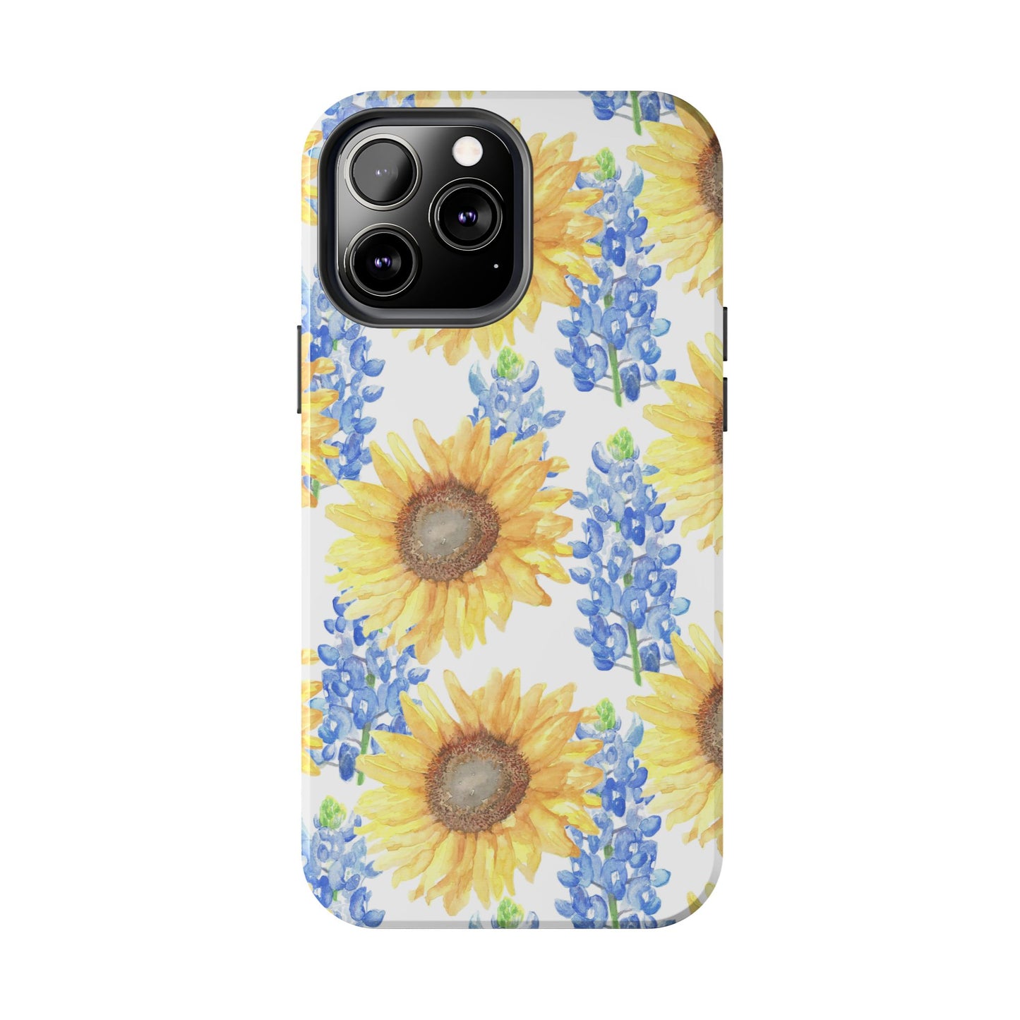 Sunflower and Bluebonnet Pattern Tough iPhone Cases