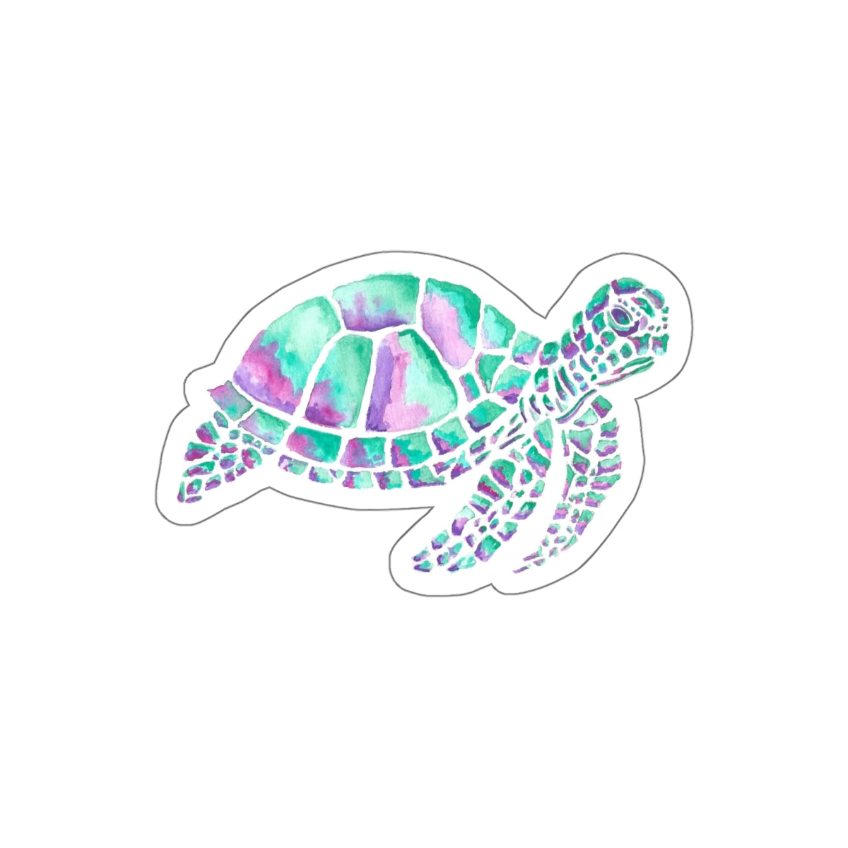 Sea Turtle in Teal and Purple Kiss-Cut Stickers